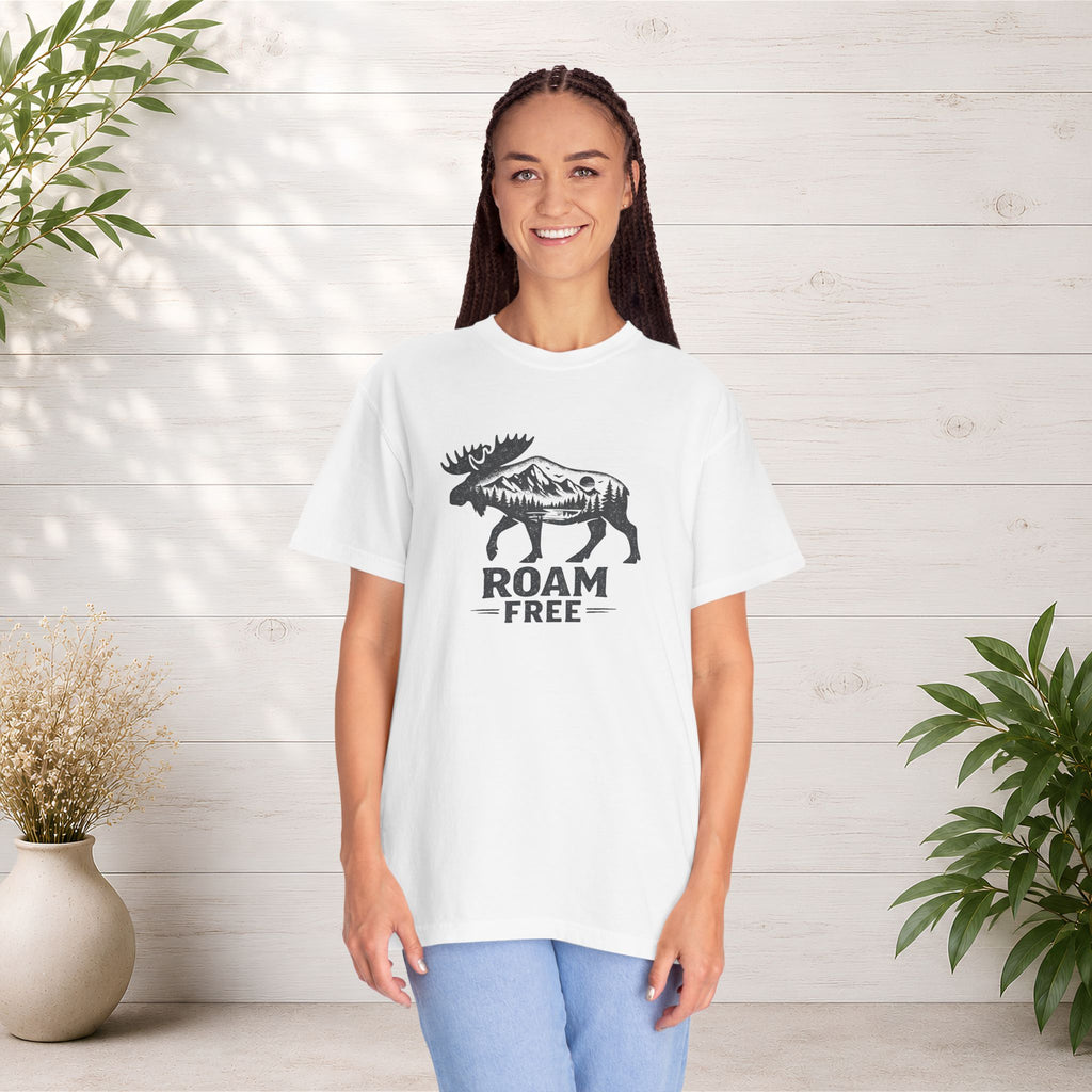 Roam Free Moose T-Shirt — Outdoorsy Nature Graphic Tee