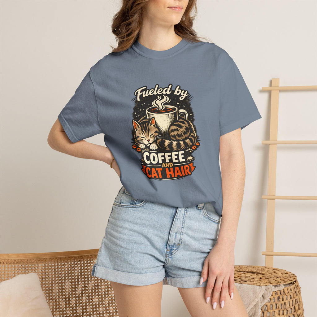 Coffee & Cat Hair T-Shirt — "Fueled by Coffee and Cat Hair" Graphic Tee