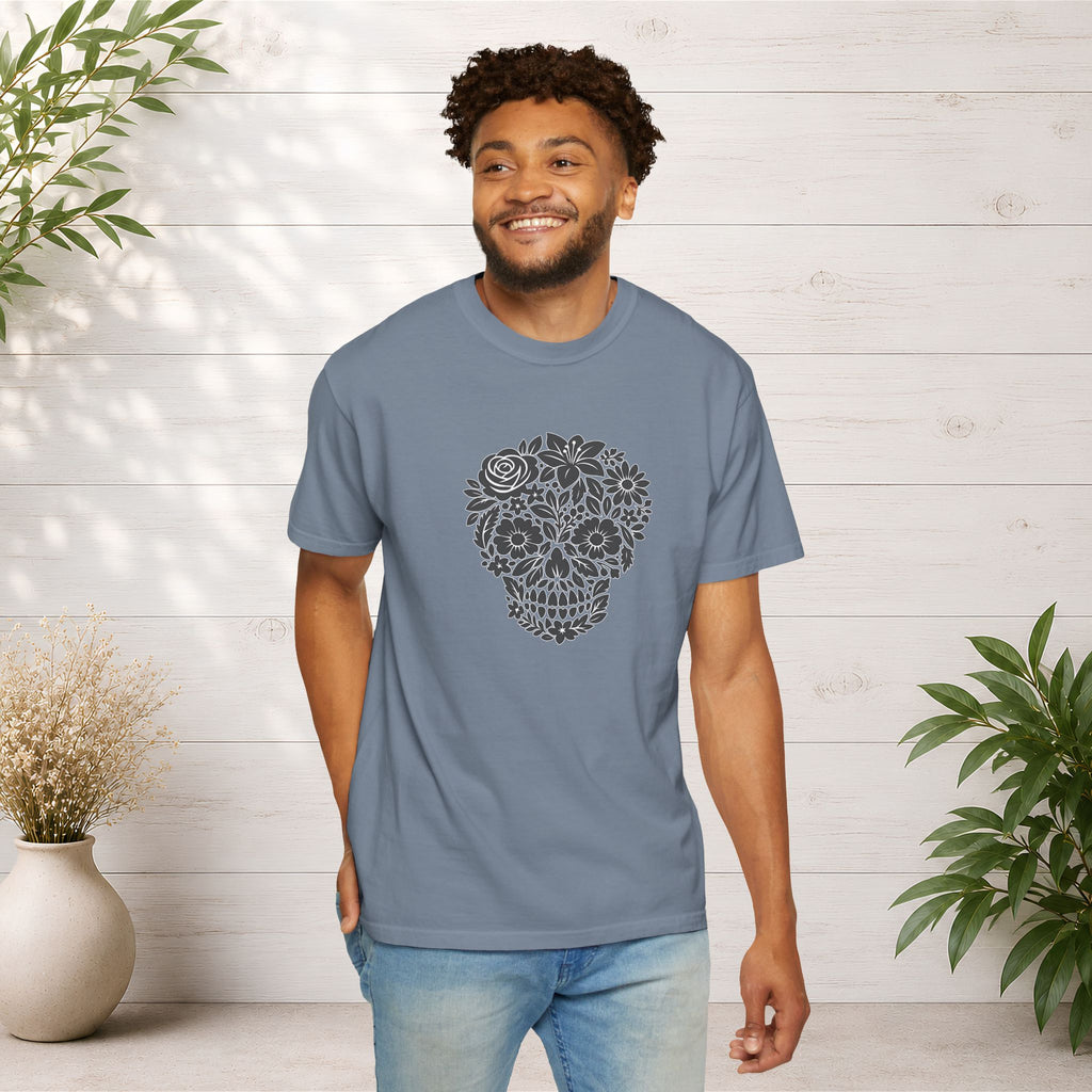 Floral Sugar Skull T-Shirt — Day of the Dead Floral Skull Tee