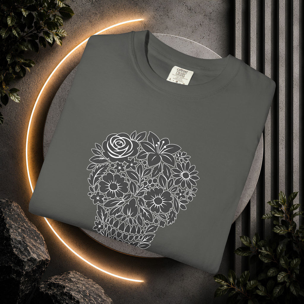 Floral Sugar Skull T-Shirt — Day of the Dead Floral Skull Tee