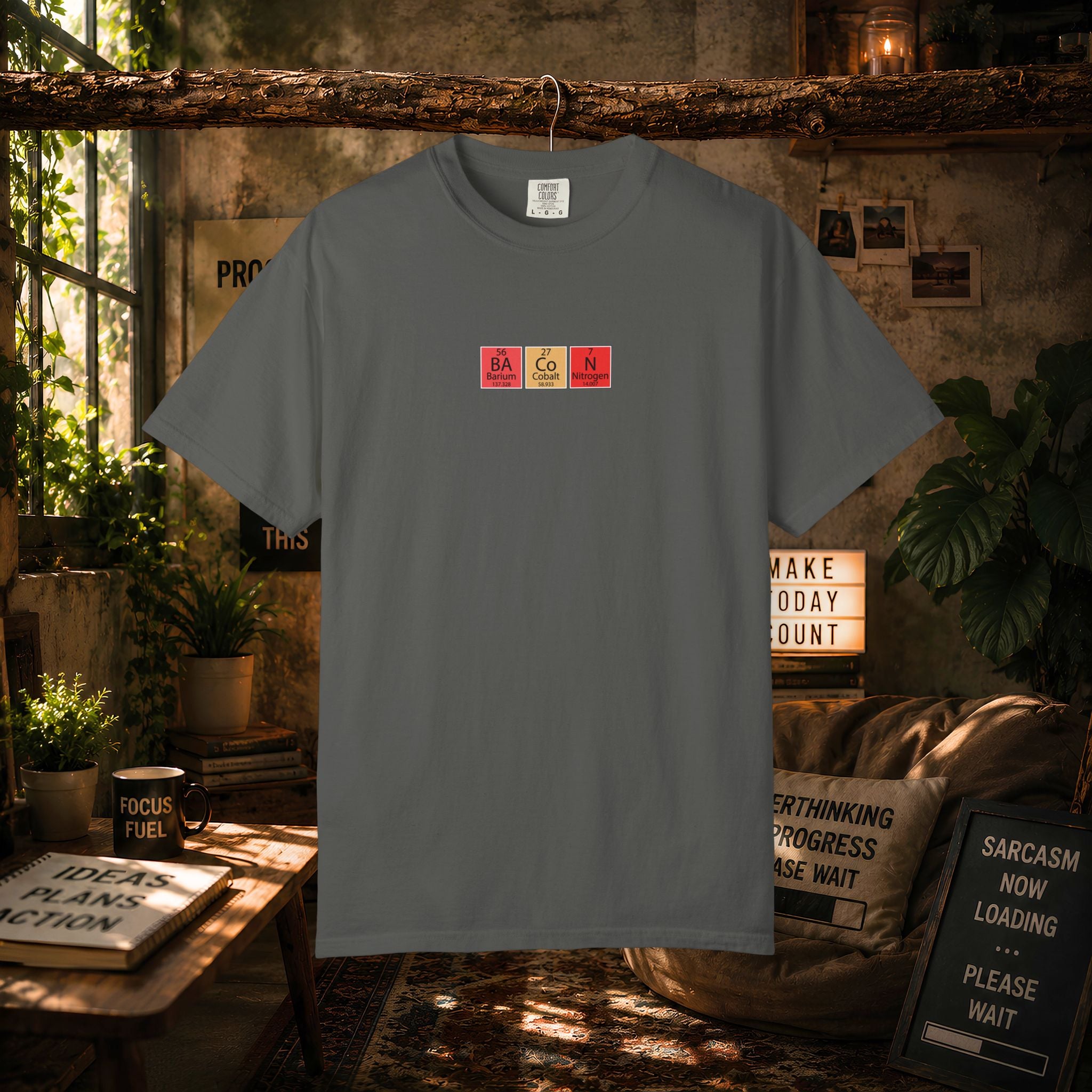 Bacon Chemistry T-Shirt — Periodic Table Style Food Graphic Tee