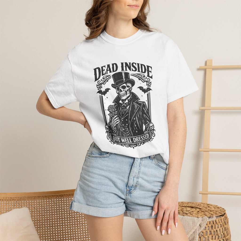 Dead Inside But Well Dressed T-Shirt — Gothic Skeleton Vintage Graphic Tee