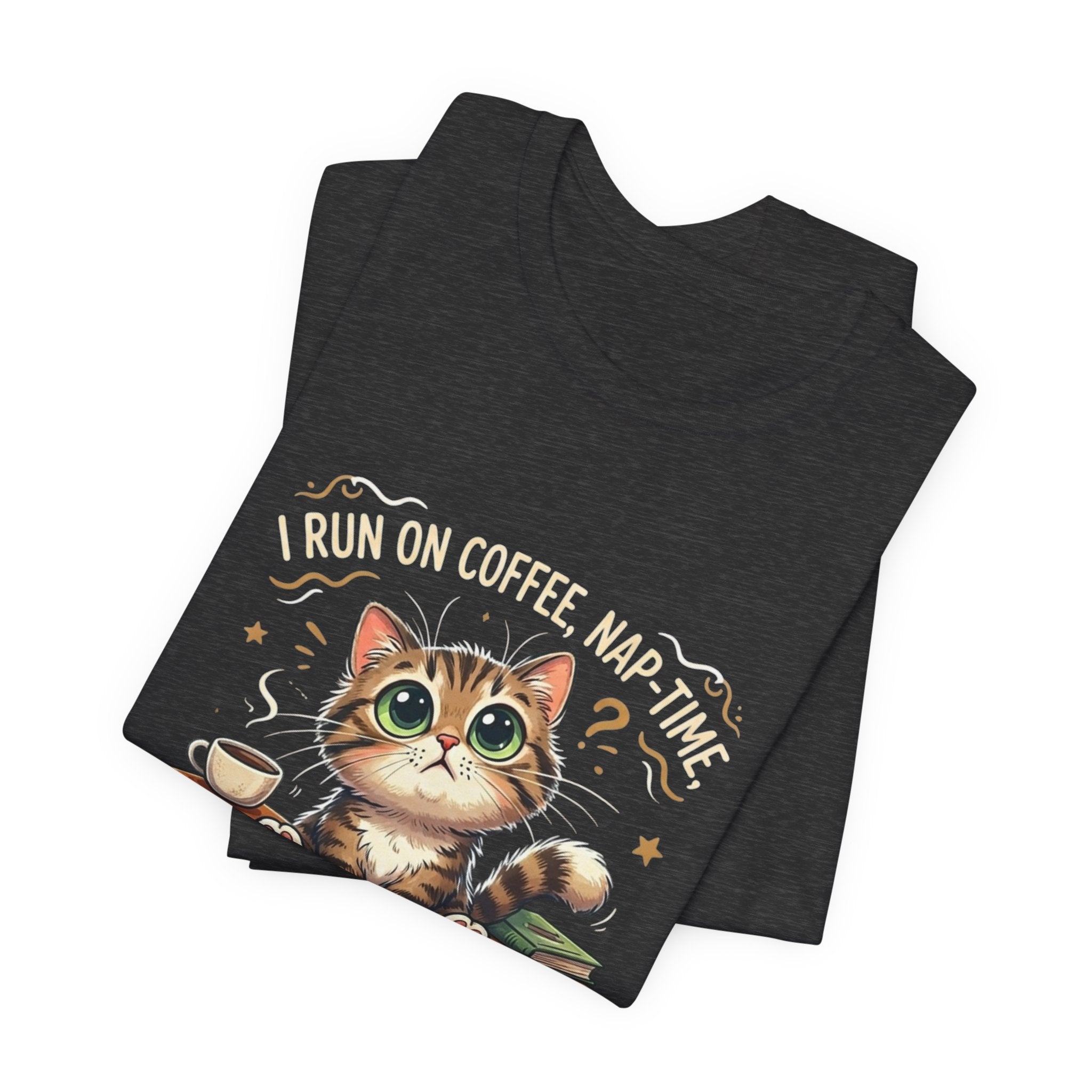 Judging Cat Coffee Books T-Shirt | Cozy Kitty Illustration Tee