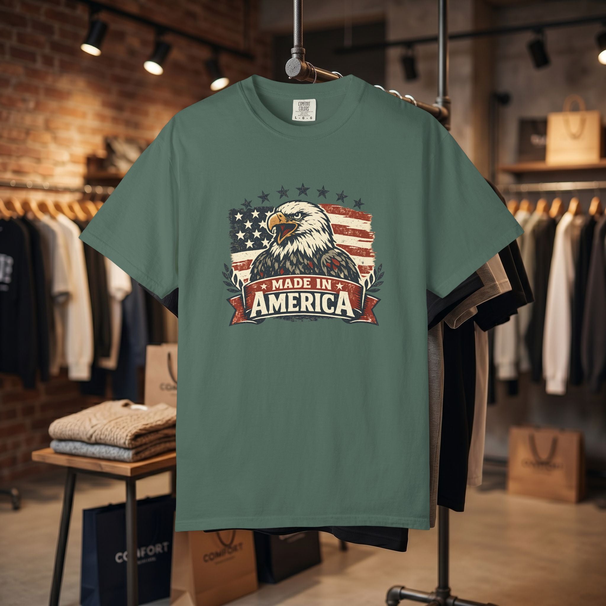 Made in America Eagle T-Shirt — Patriotic USA Flag Graphic Tee
