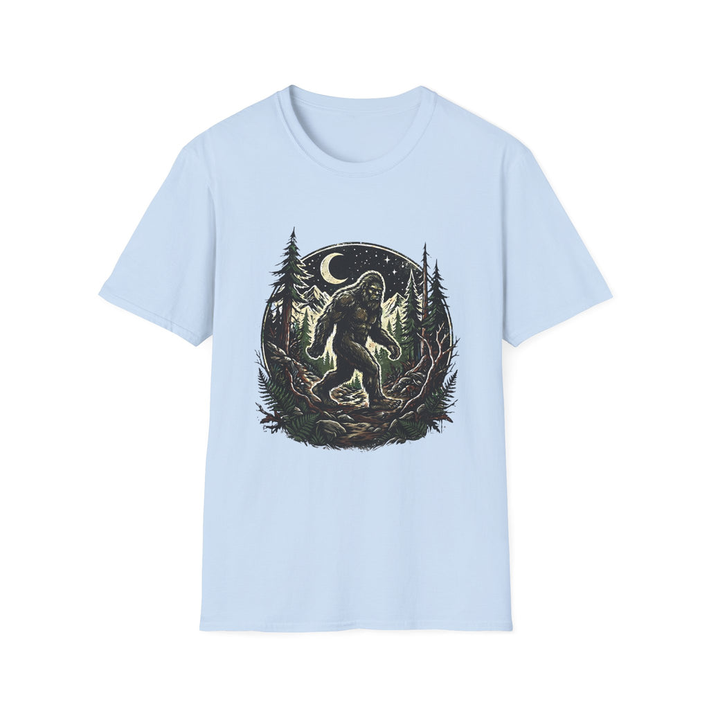 Bigfoot Forest Moon T-Shirt | Sasquatch Night Hiking Design