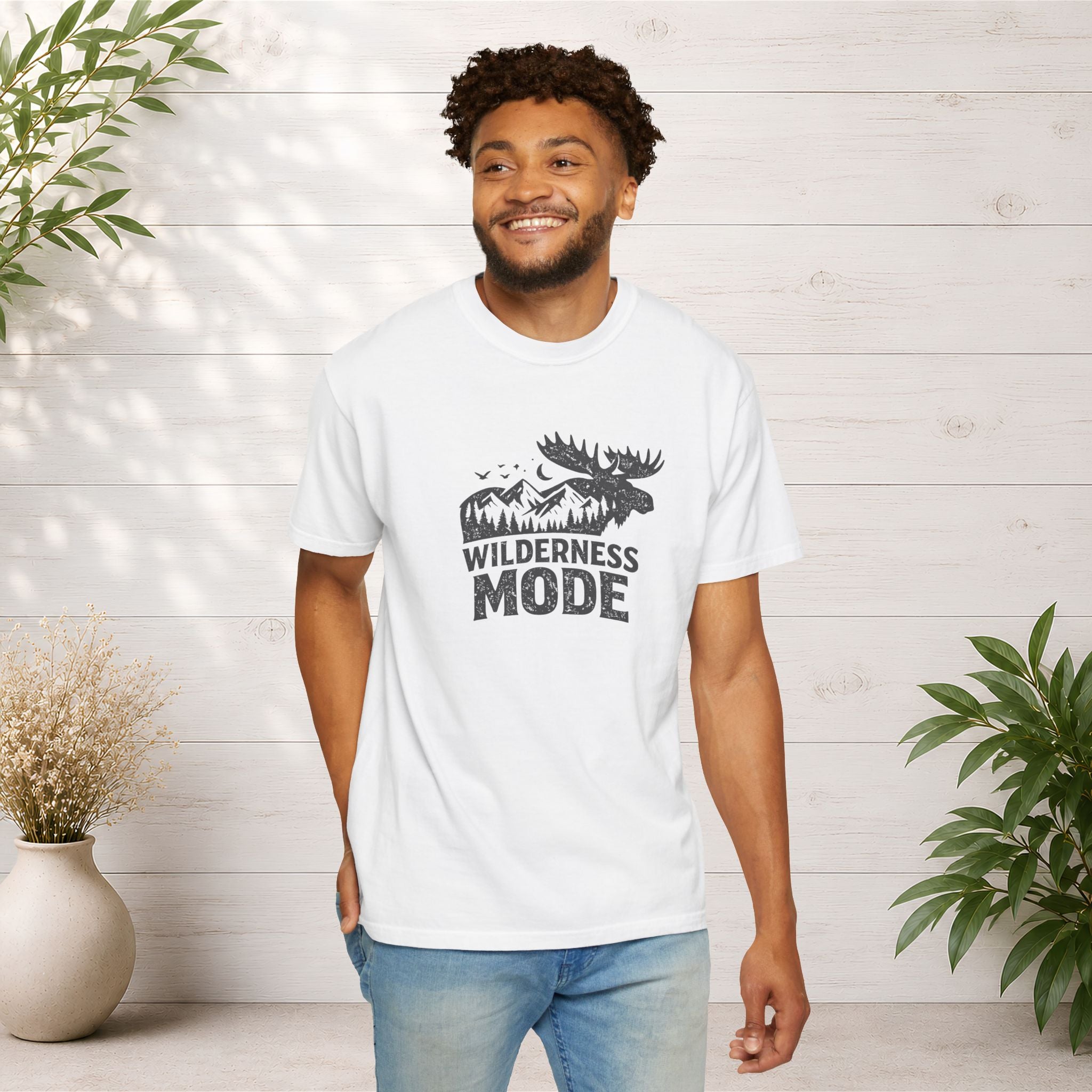 Wilderness Mode T-Shirt — Outdoor Moose Mountain Graphic Tee