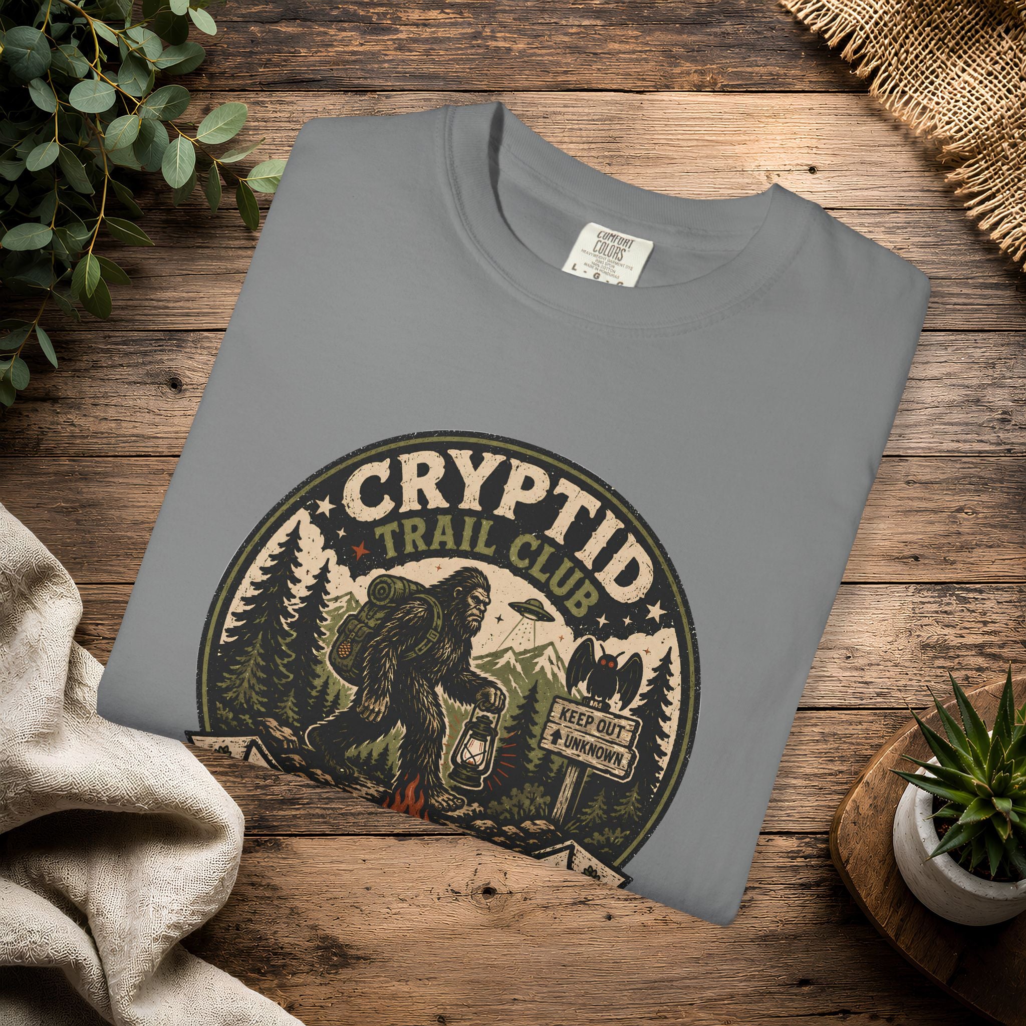 Cryptid Trail Club T-Shirt — "Take a Hike, Stay Hidden" Outdoor Sasquatch Tee