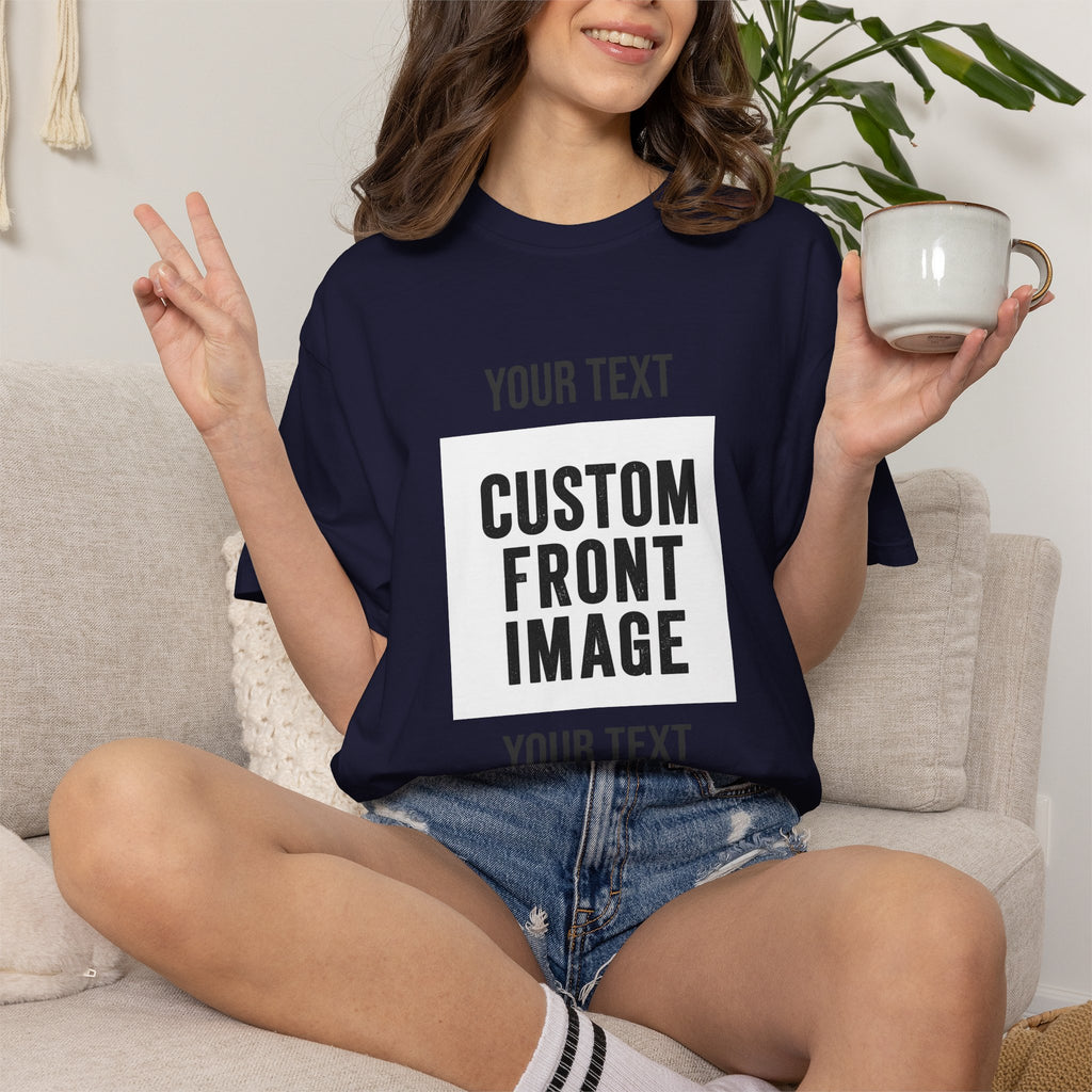 Custom Front Square Print T-Shirt — Personalized Text & Image Tee