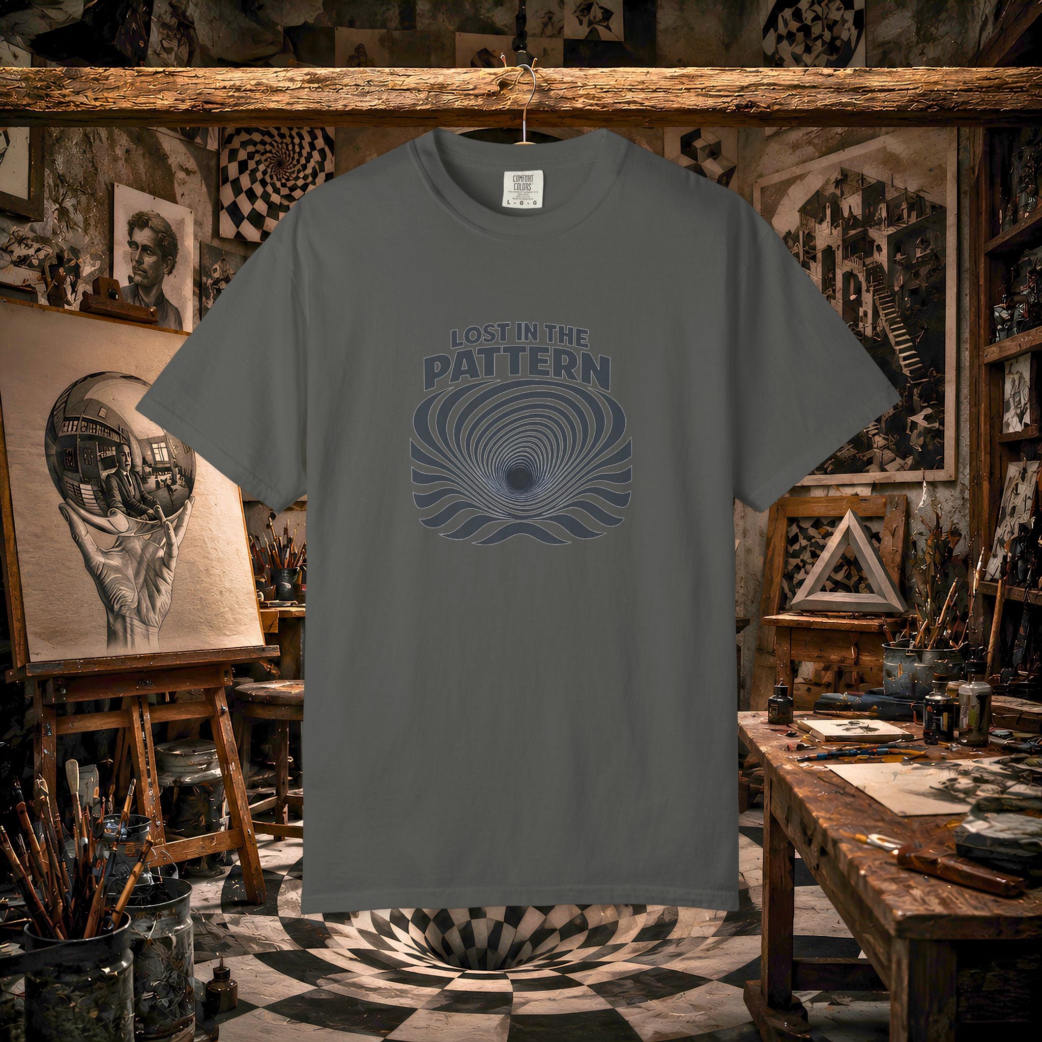 Lost in the Pattern T‑Shirt — Optical Illusion Graphic Tee