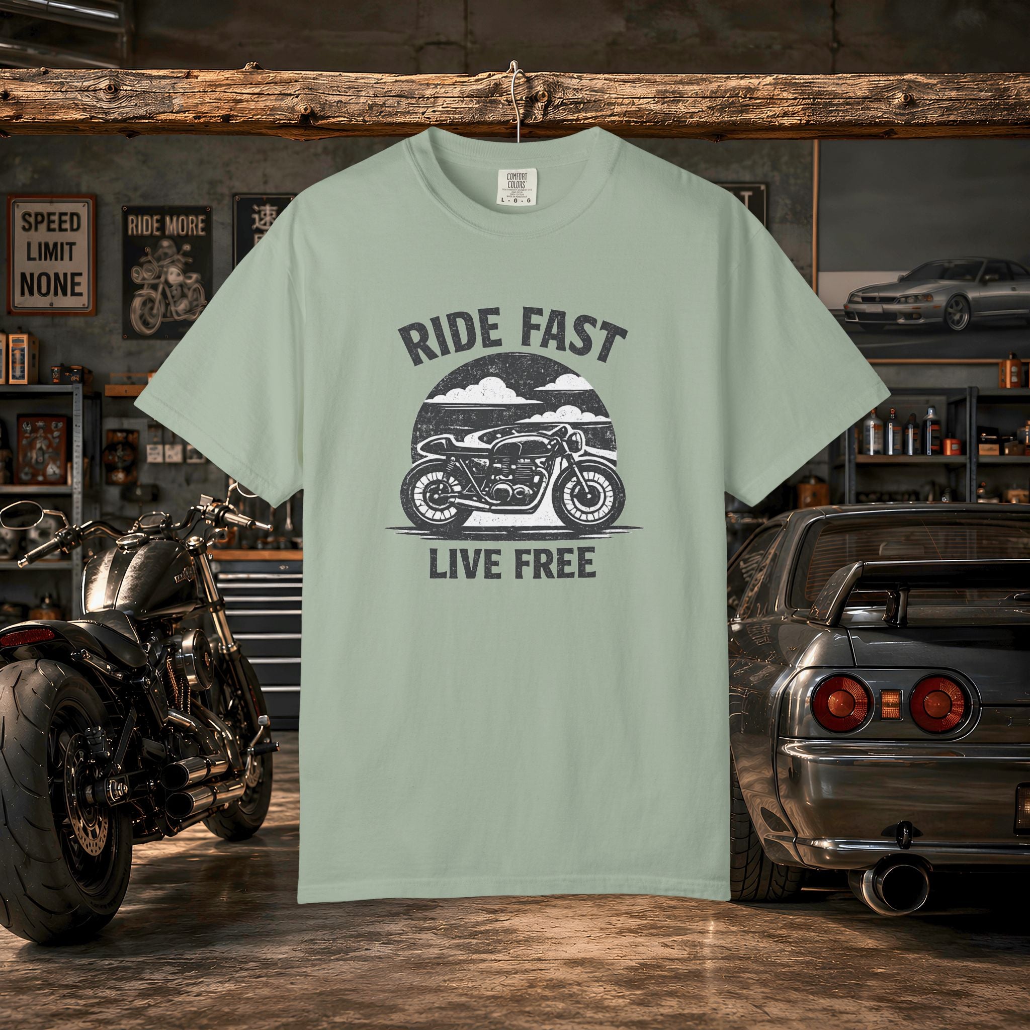 Ride Fast Live Free Motorcycle T-Shirt — Vintage Biker Tee for Riders
