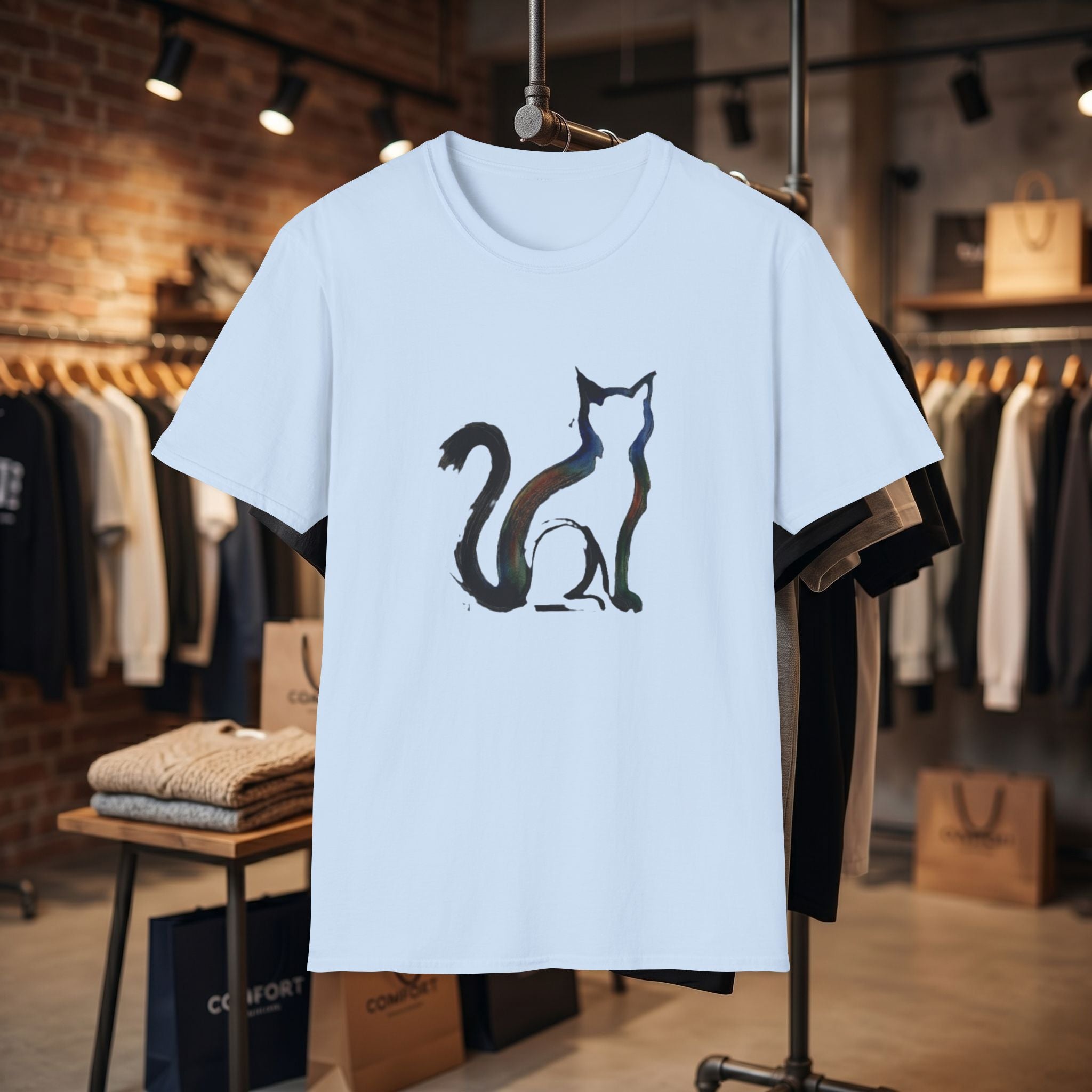 Silhouette Cat Illustration T-Shirt | Minimal Cat Artwork
