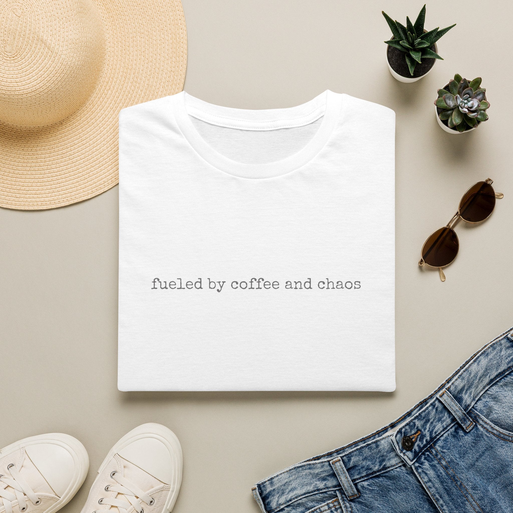 Fueled by Coffee and Chaos T-Shirt | Minimal Slogan Tee