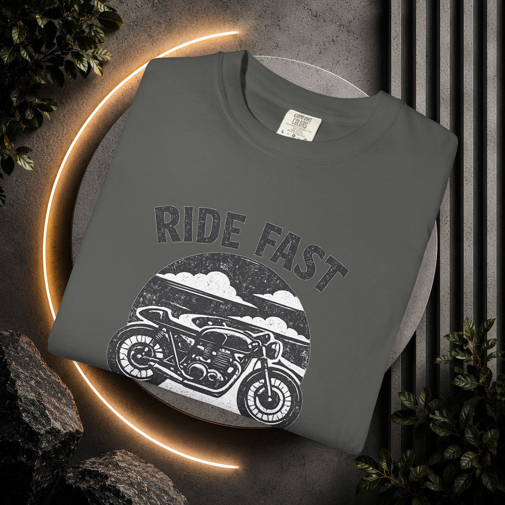Ride Fast Live Free Motorcycle T-Shirt — Vintage Biker Tee for Riders