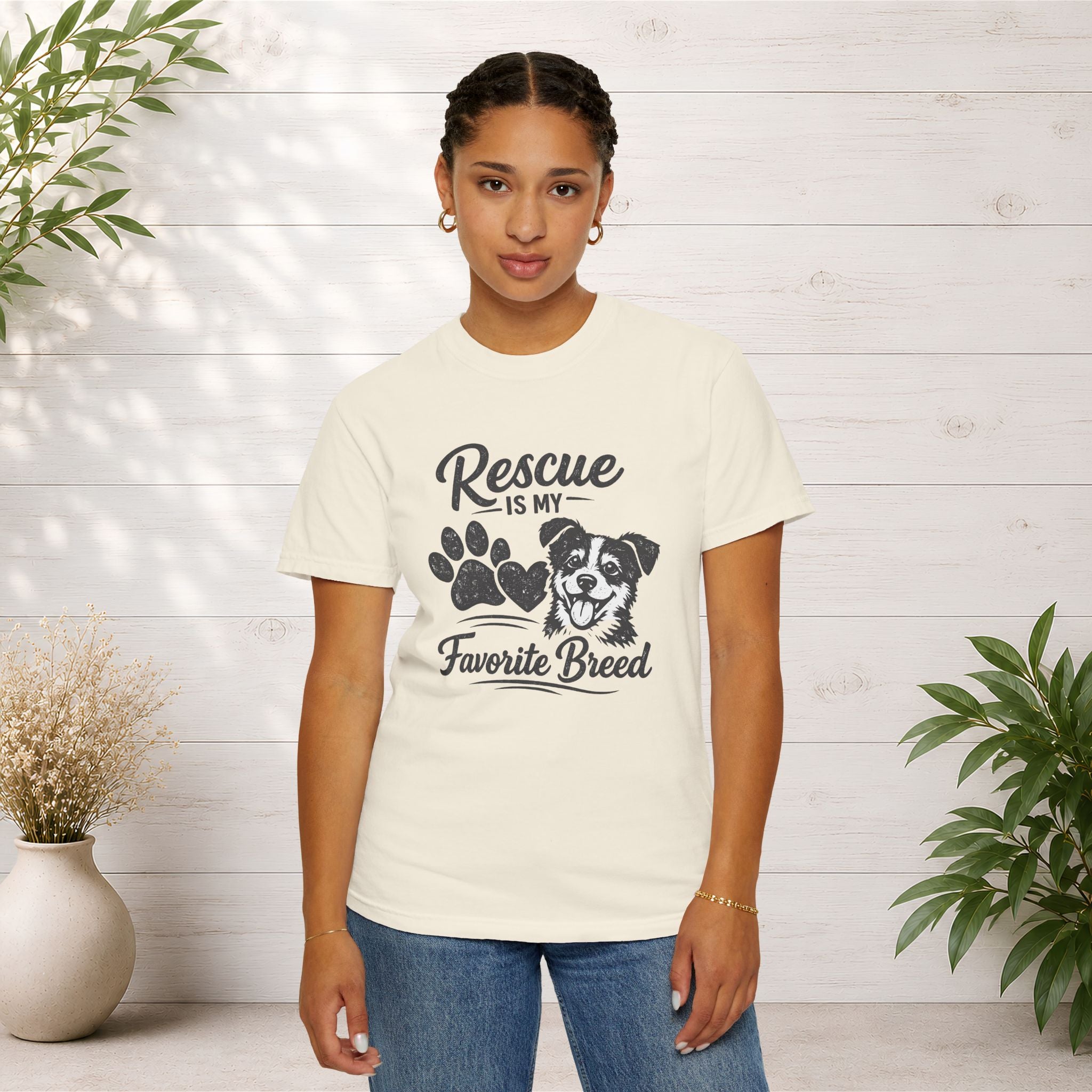 Rescue Is My Favorite Breed T-Shirt — Dog Rescue Paw Print Tee