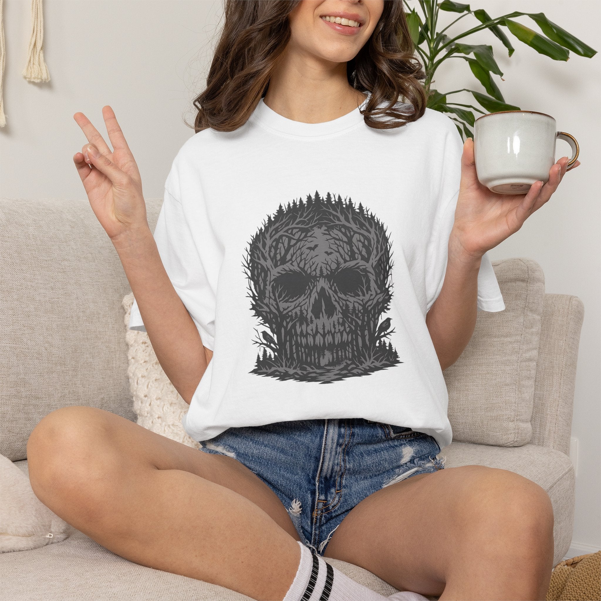 Skull Forest T-Shirt — Grunge Skull Graphic Tee