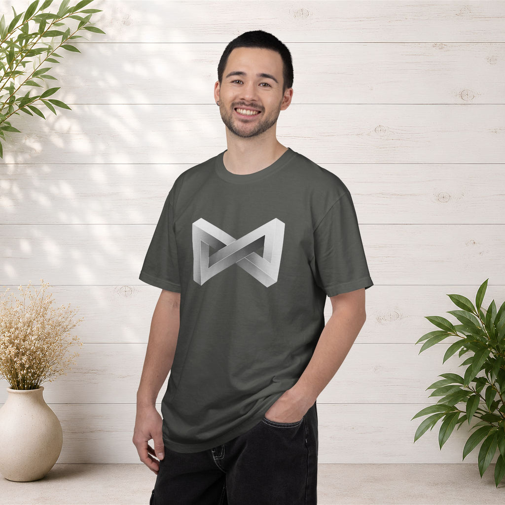 Optical Illusion Logo T-Shirt — Minimal Monochrome Infinity Design