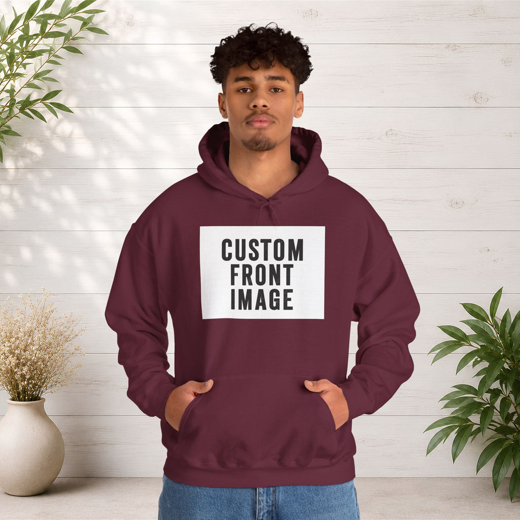 Custom Front Image Hoodie — Personalized White Pullover Hooded Sweatshirt
