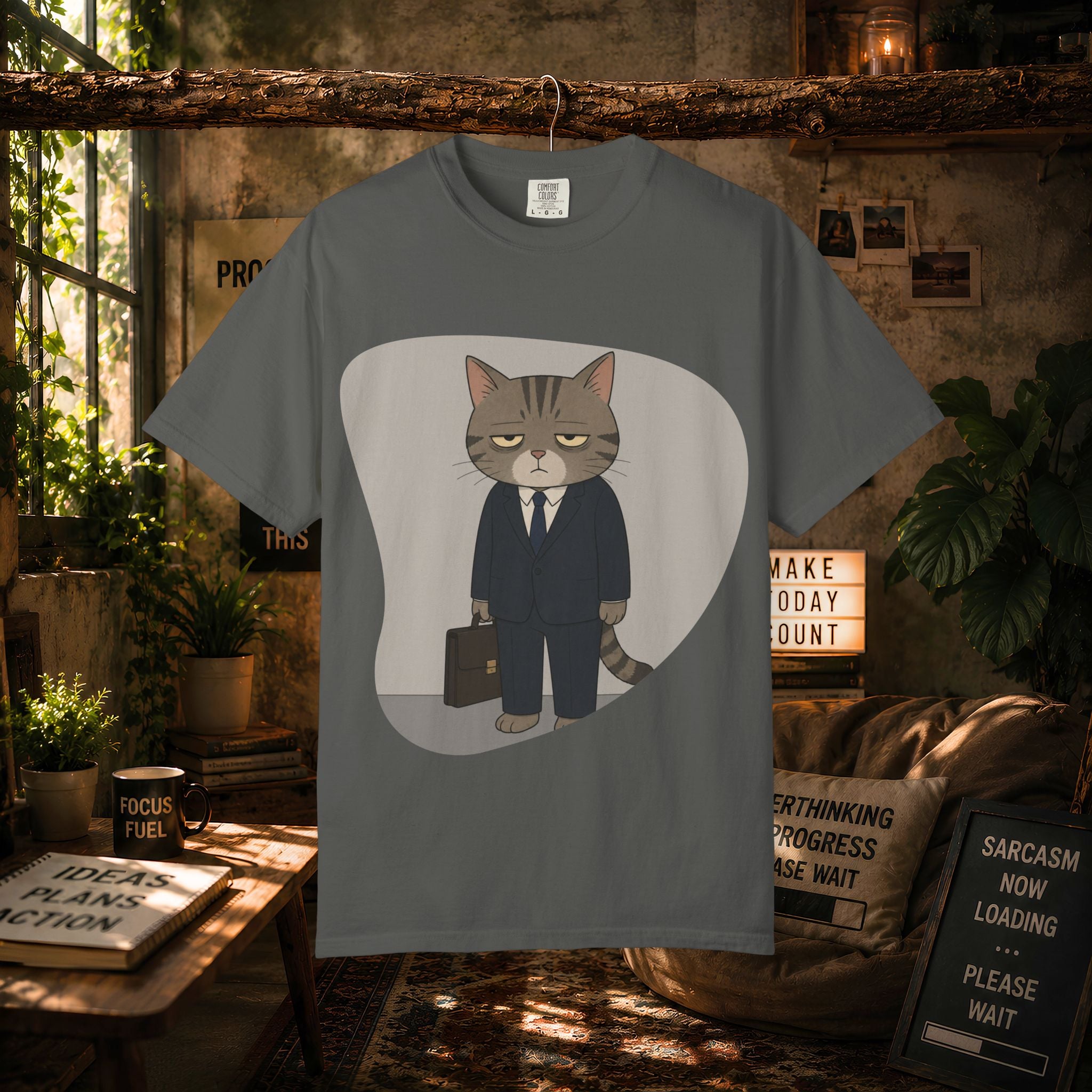 Grumpy Cat in Suit T-shirt | Cat Businessman Illustration