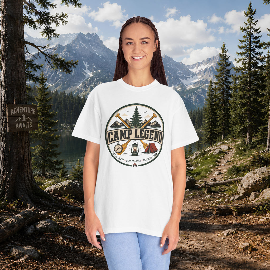 Camp Legend T-Shirt — Vintage Camping Badge Tee