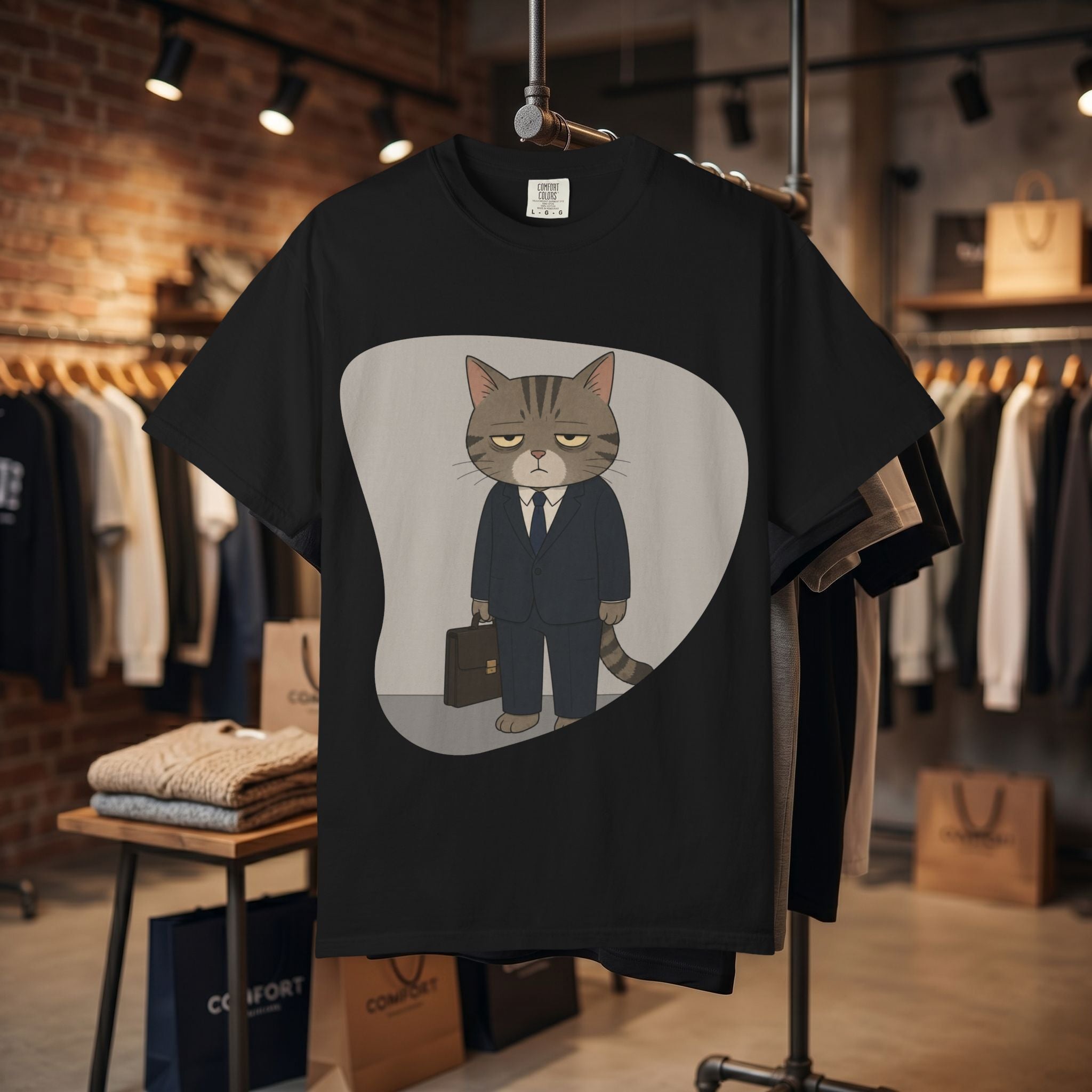 Grumpy Cat in Suit T-shirt | Cat Businessman Illustration