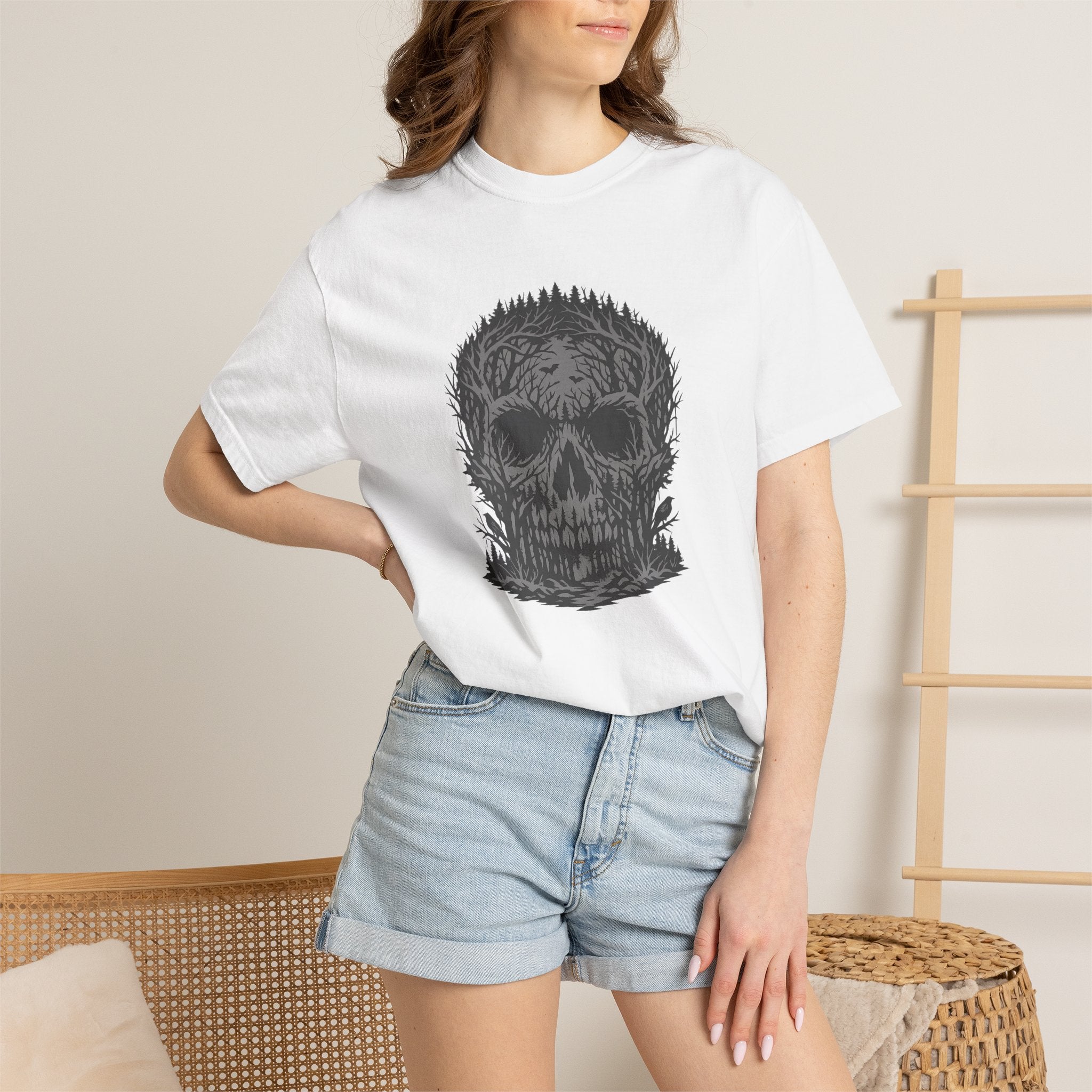 Skull Forest T-Shirt — Grunge Skull Graphic Tee