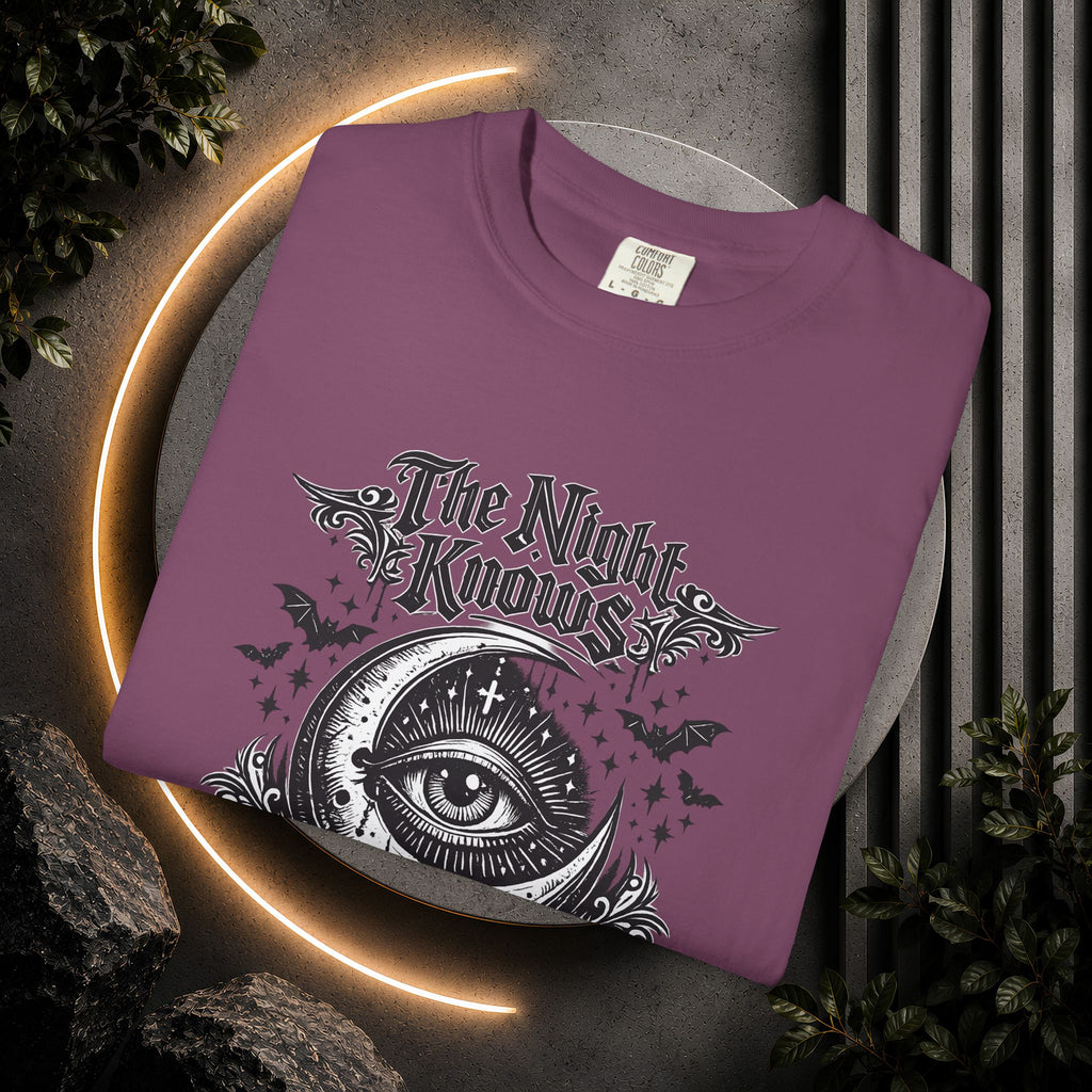 The Night Knows Eye T-Shirt — Mystical Gothic Graphic Tee
