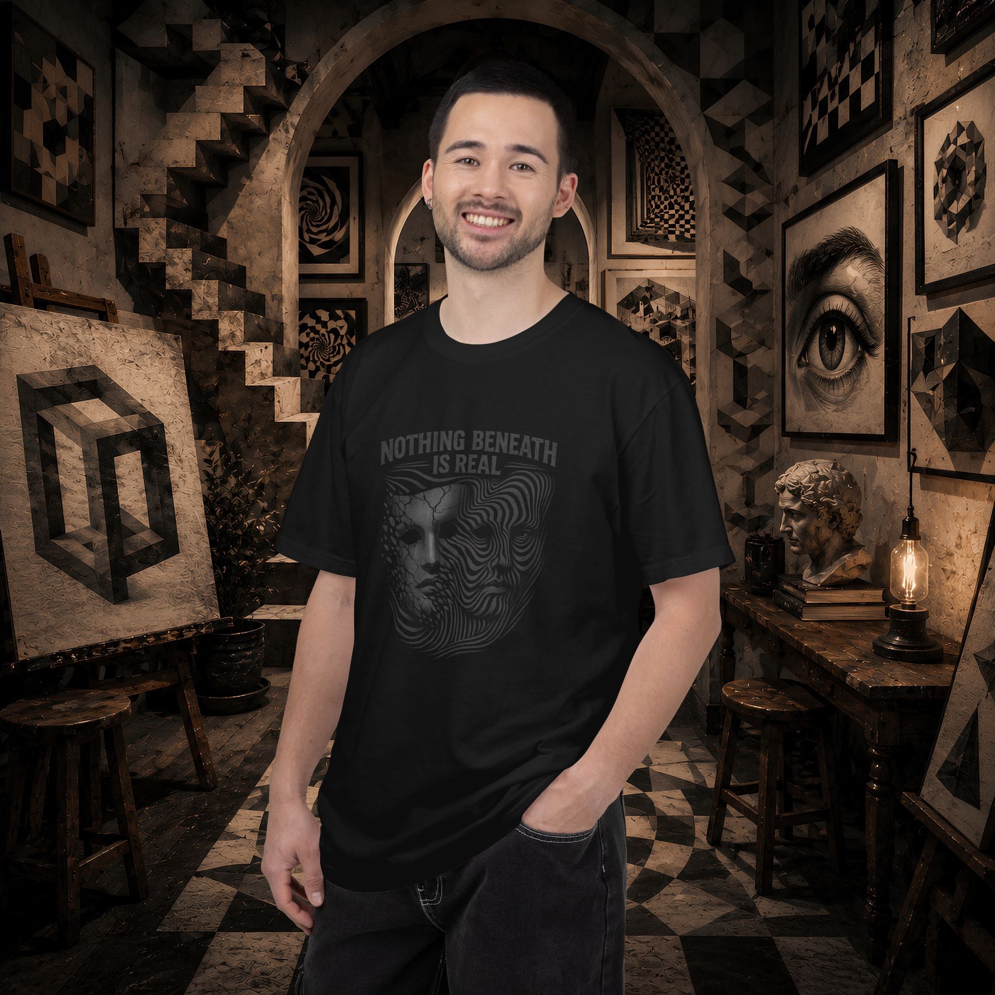 “Nothing Beneath Is Real” Surreal Graphic T-Shirt