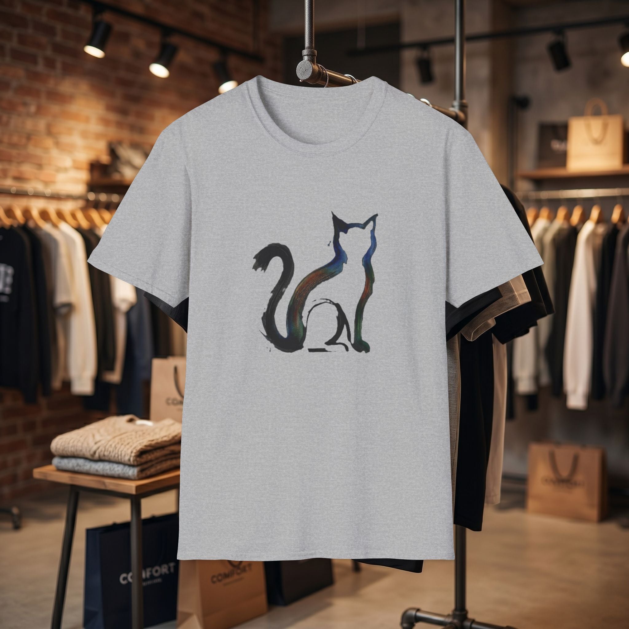 Silhouette Cat Illustration T-Shirt | Minimal Cat Artwork