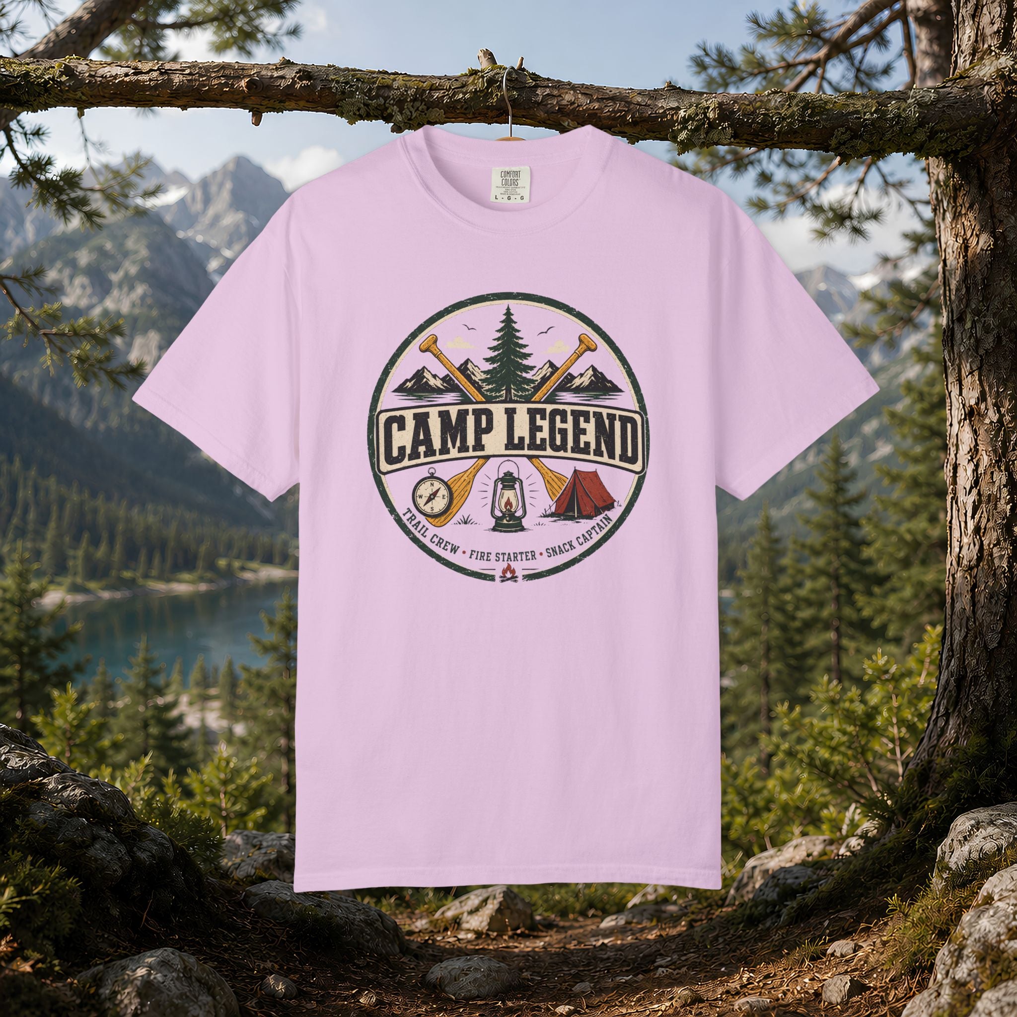 Camp Legend T-Shirt — Vintage Camping Badge Tee