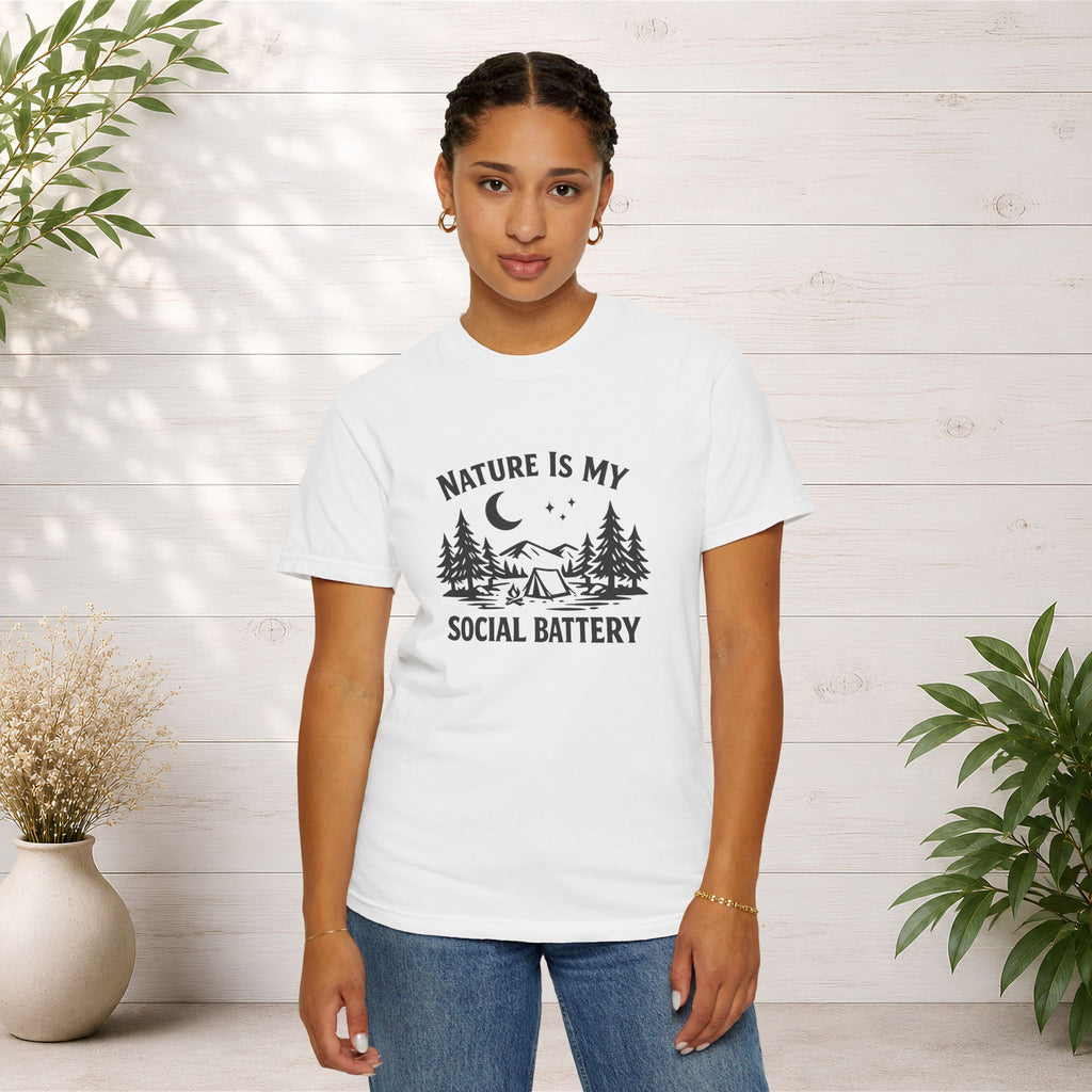 Nature Is My Social Battery T-Shirt — Outdoor Enthusiast Graphic Tee
