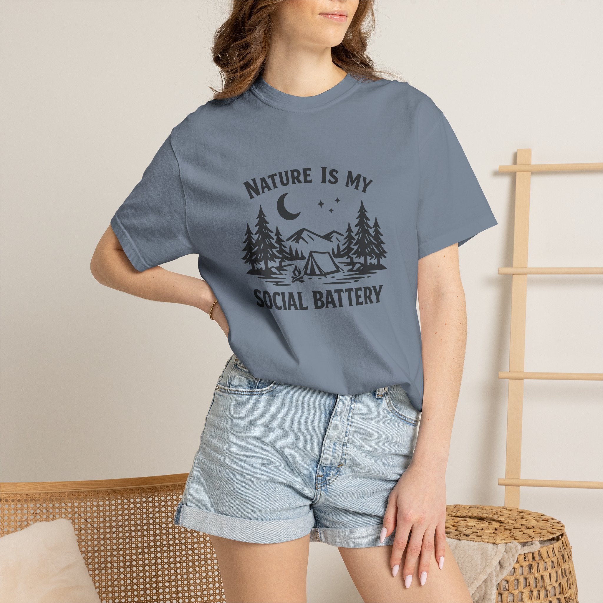 Nature Is My Social Battery T-Shirt — Outdoor Enthusiast Graphic Tee