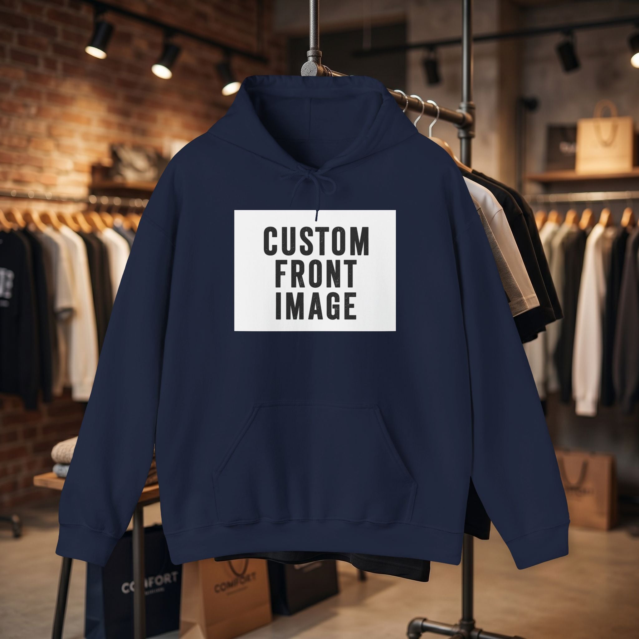 Custom Front Image Hoodie — Personalized White Pullover Hooded Sweatshirt
