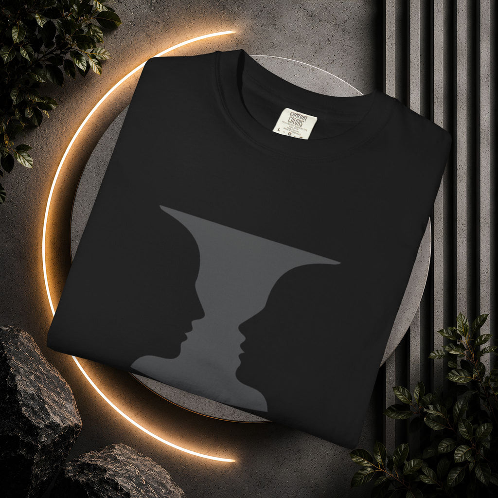 Optical Illusion Vase T-Shirt — Rubin’s Face Profile Graphic Tee