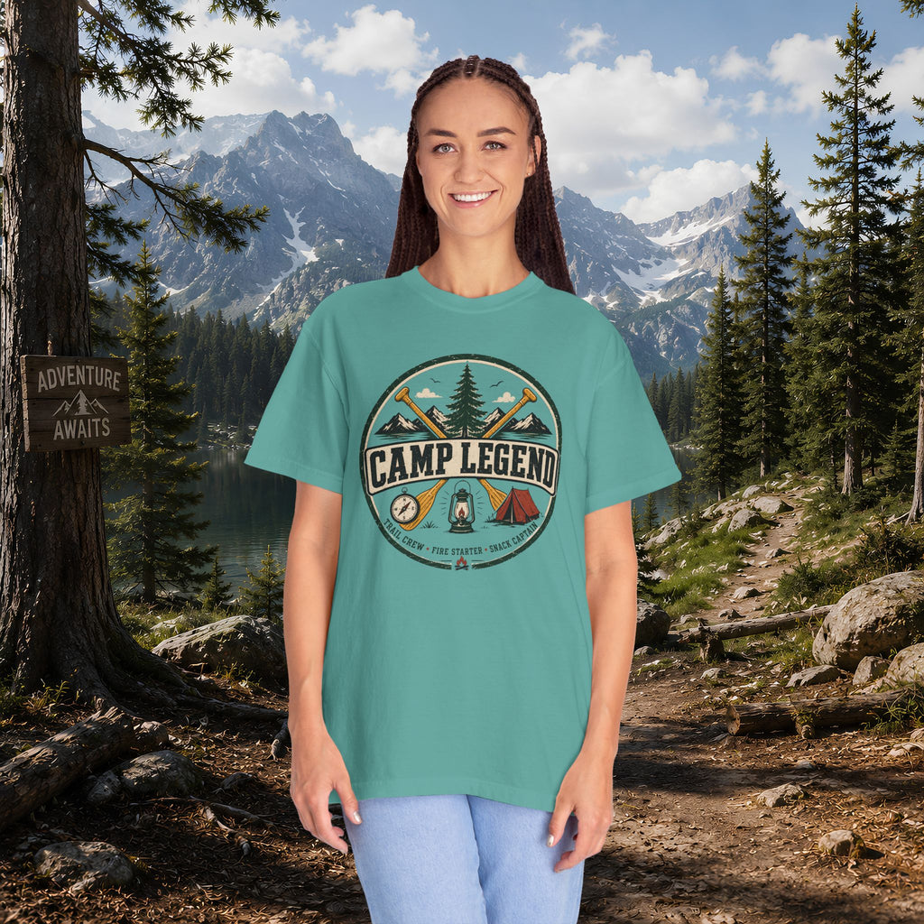 Camp Legend T-Shirt — Vintage Camping Badge Tee