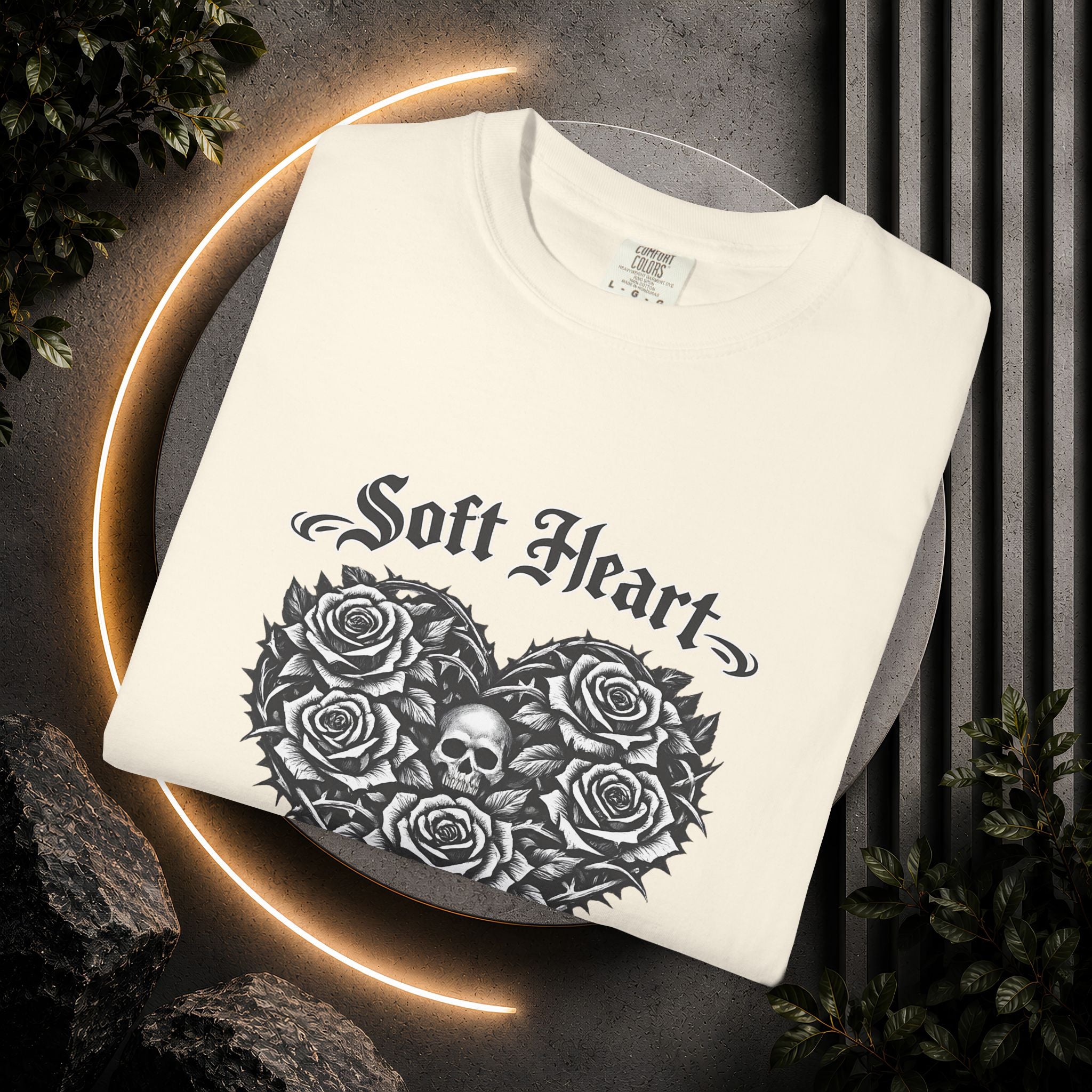 Soft Heart Dark Soul T-Shirt — Gothic Rose Skull Graphic Tee