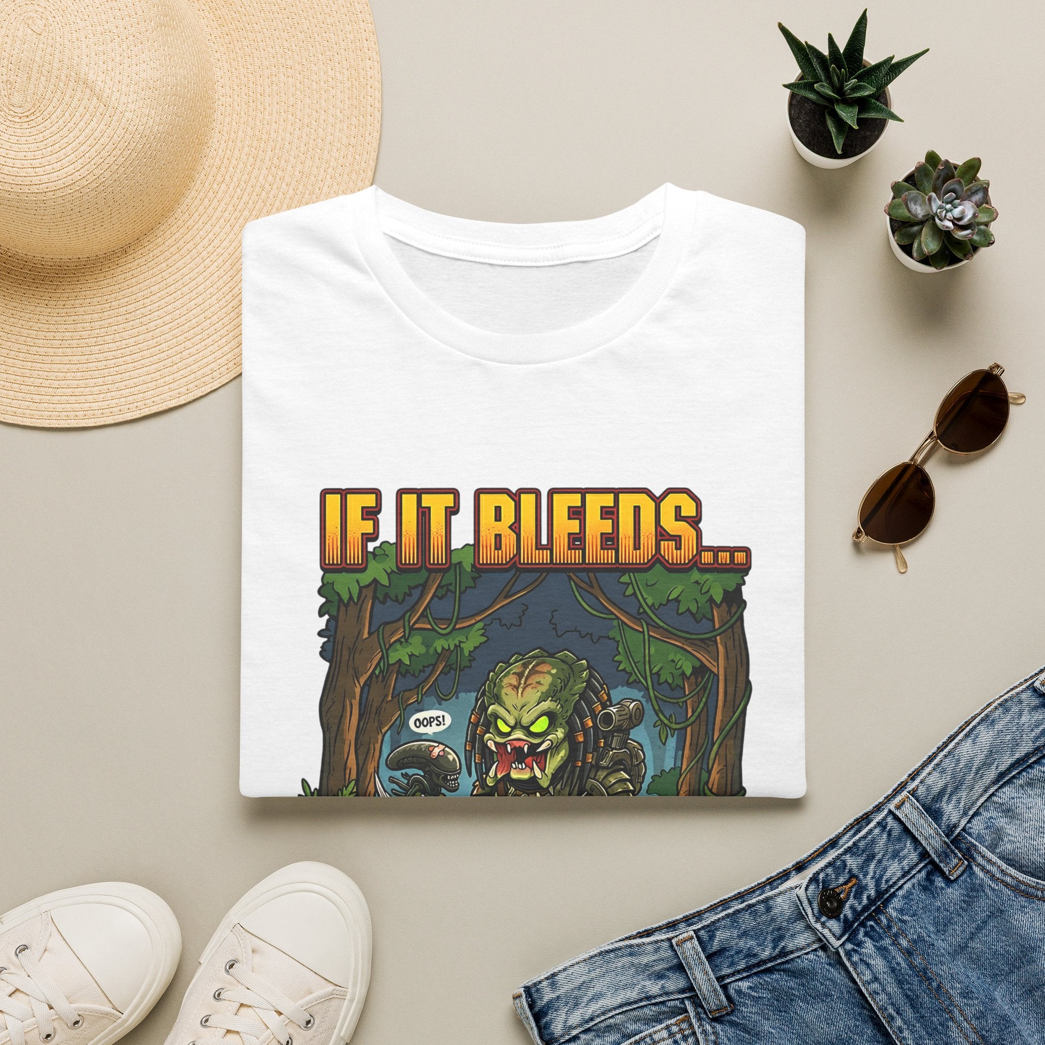 Predator "If It Bleeds" Forest Design T-Shirt | Horror Movie Character