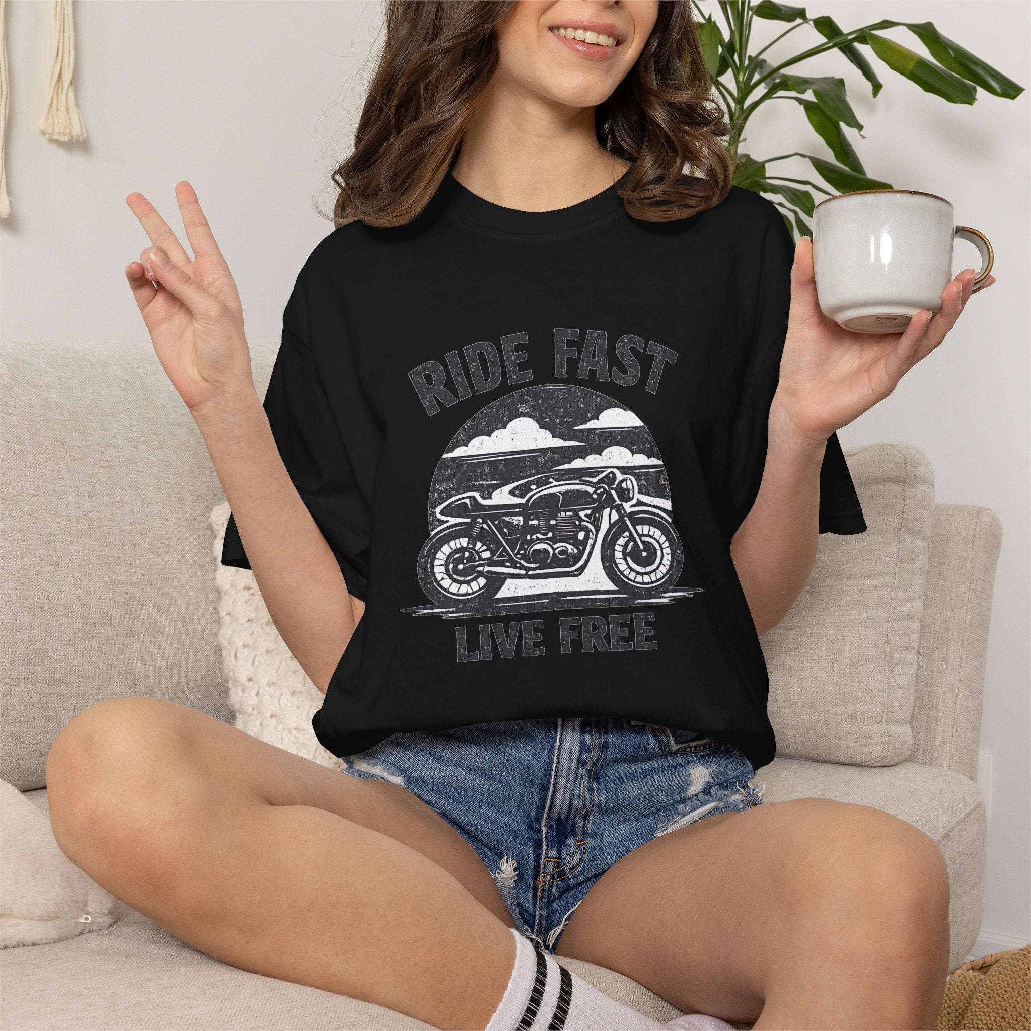 Ride Fast Live Free Motorcycle T-Shirt — Vintage Biker Tee for Riders