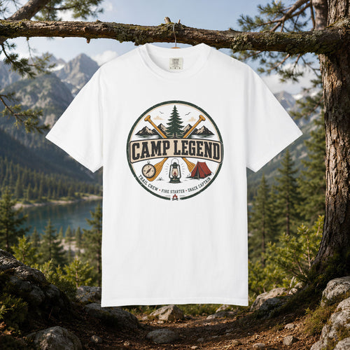 Camp Legend T-Shirt — Vintage Camping Badge Tee