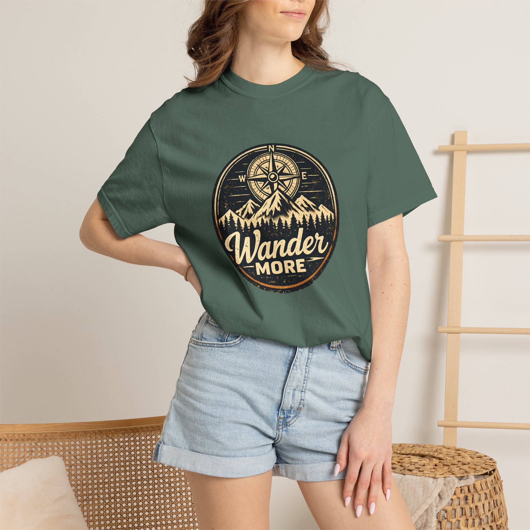 Wander More T-Shirt — Adventure Compass Graphic Tee
