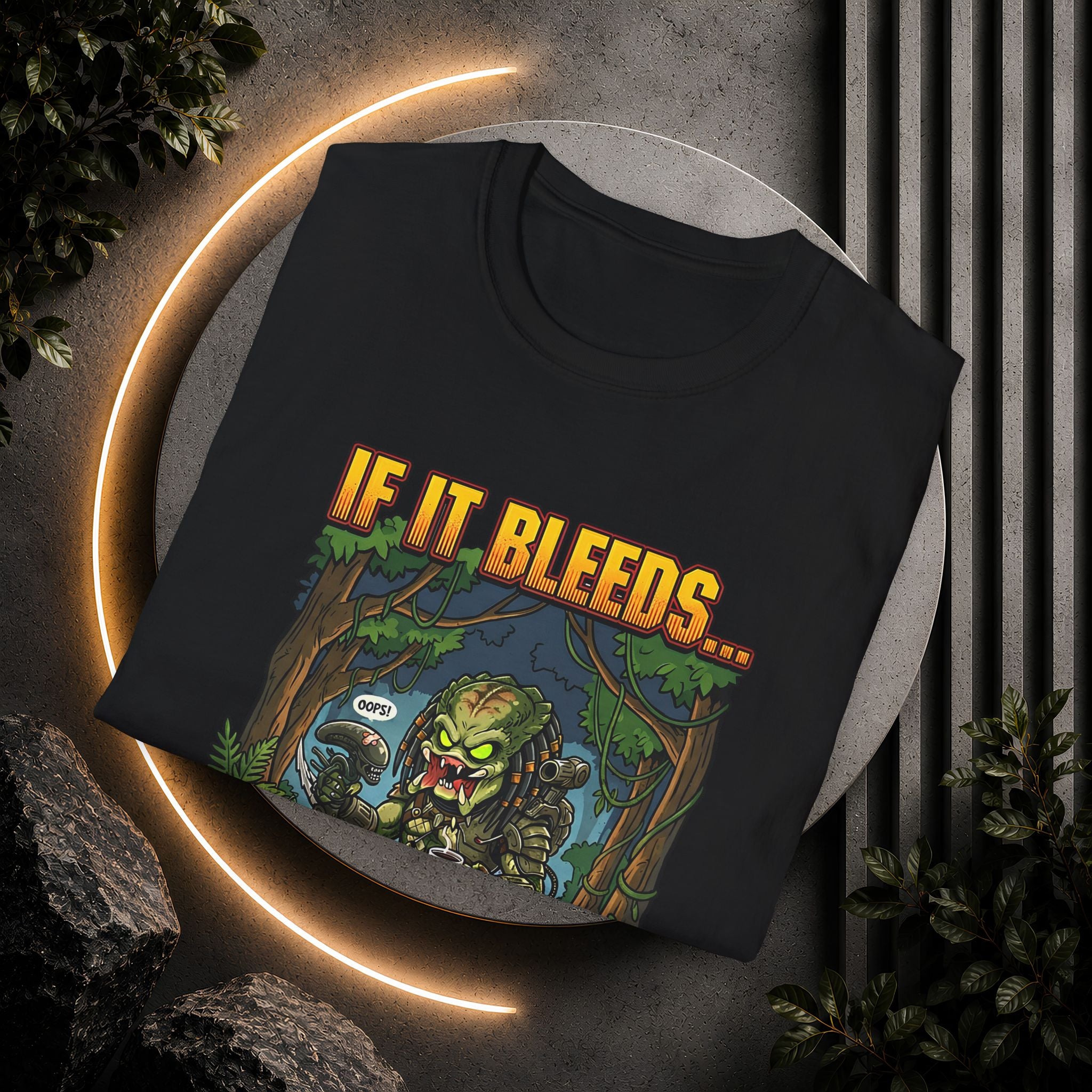 Predator "If It Bleeds" Forest Design T-Shirt | Horror Movie Character