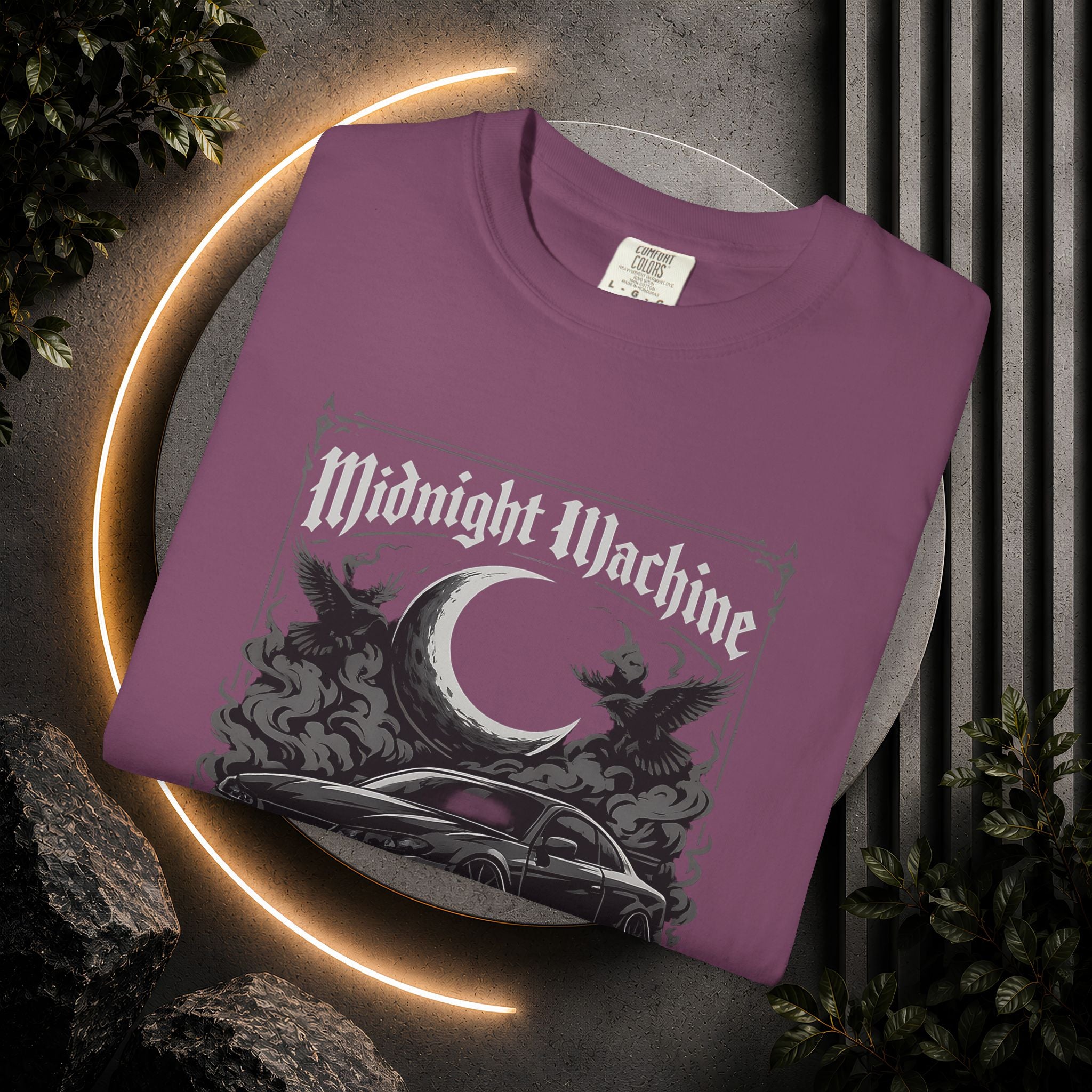 Midnight Machine Graphic T-Shirt — Retro Car Moon Tee for Night Drivers