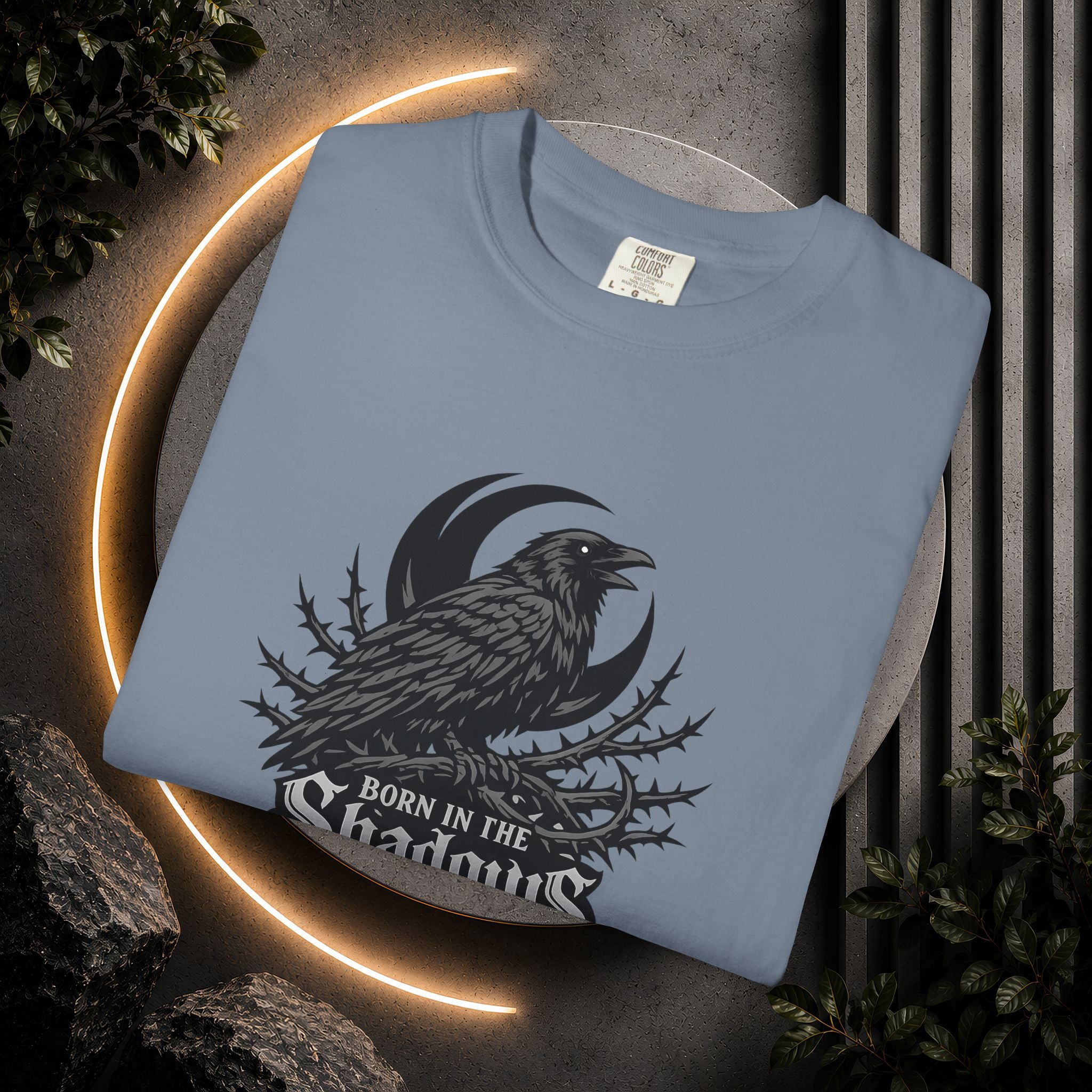 Raven in the Shadows T-Shirt — Gothic Raven Graphic Tee