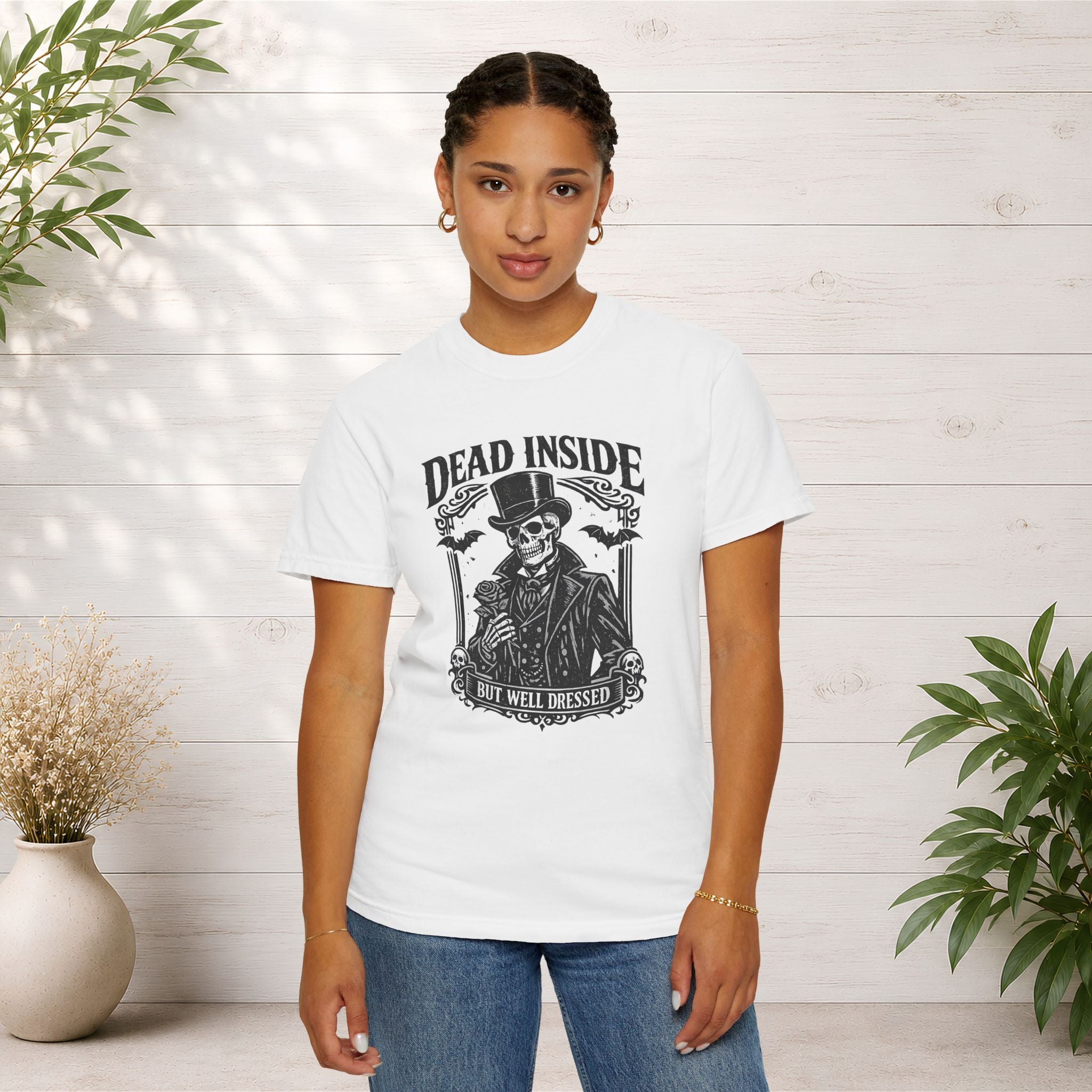 Dead Inside But Well Dressed T-Shirt — Gothic Skeleton Vintage Graphic Tee