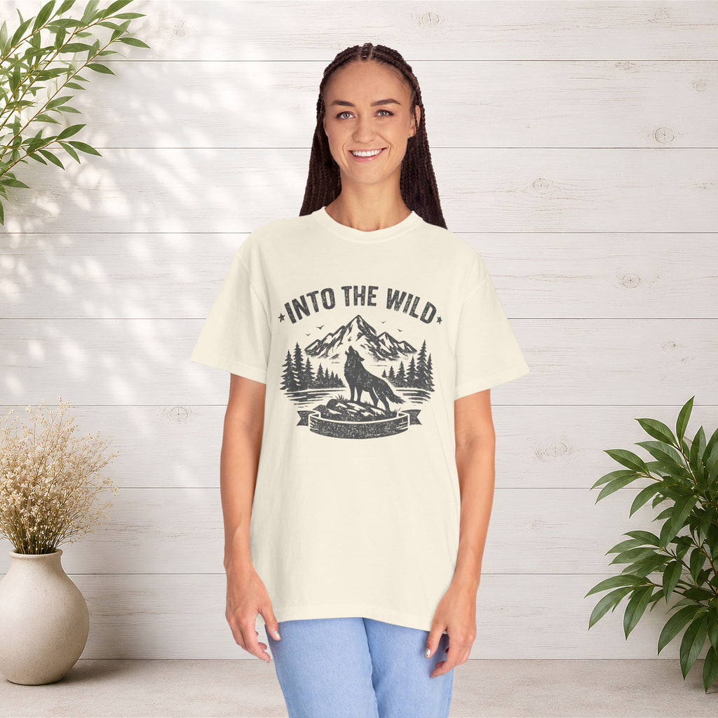 Into the Wild Wolf T-Shirt — Mountain Camping Adventure Tee