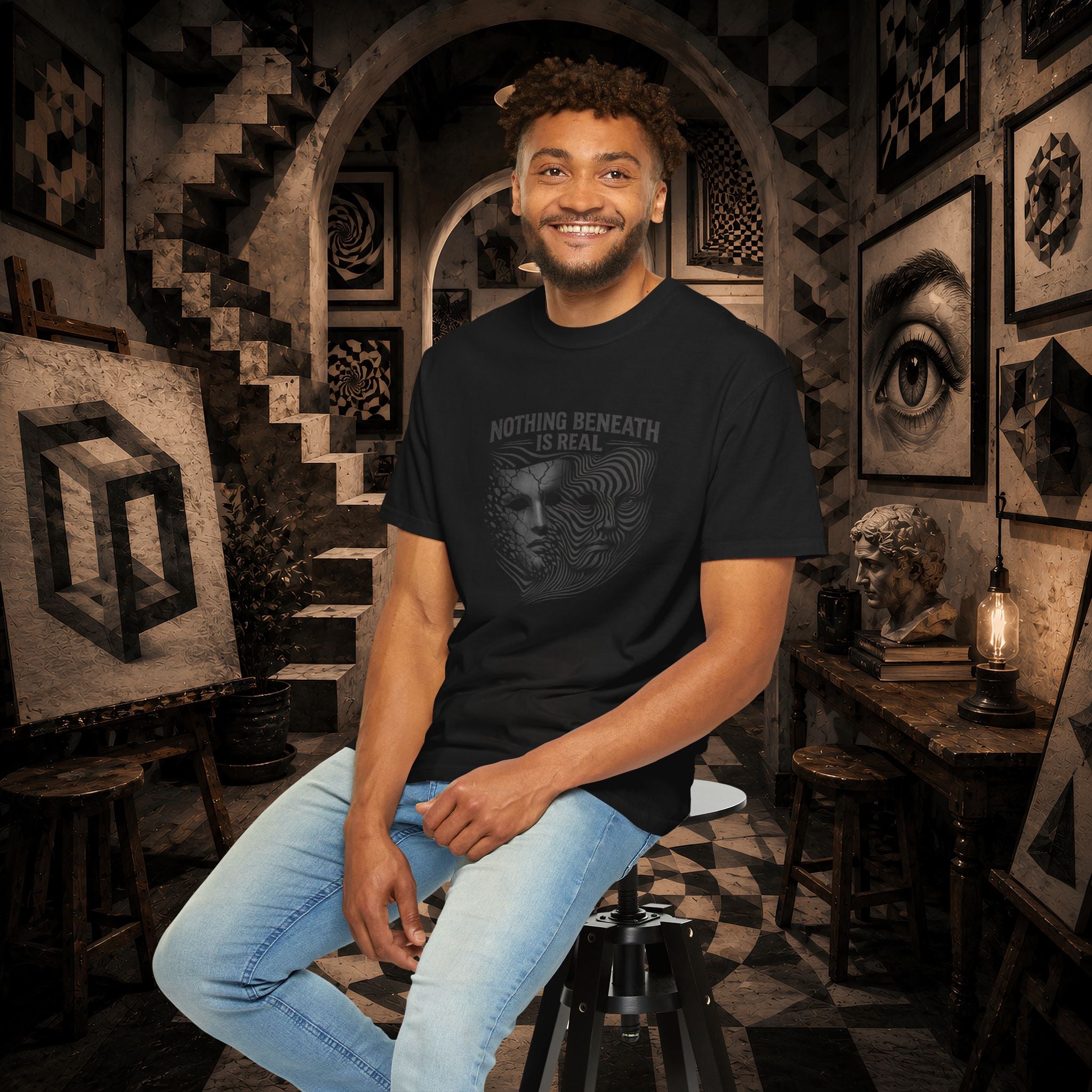 “Nothing Beneath Is Real” Surreal Graphic T-Shirt