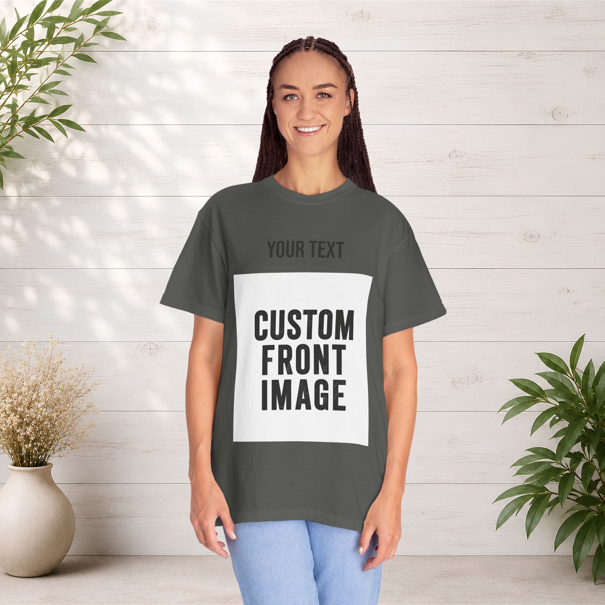Custom Front Portrait Print T-Shirt — Personalized Text & Image Tee