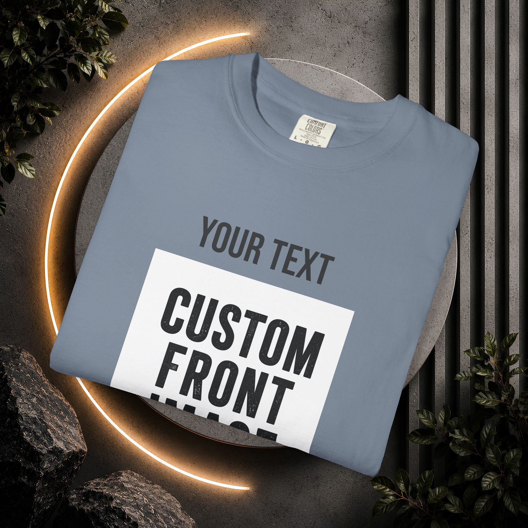 Custom Front Square Print T-Shirt — Personalized Text & Image Tee