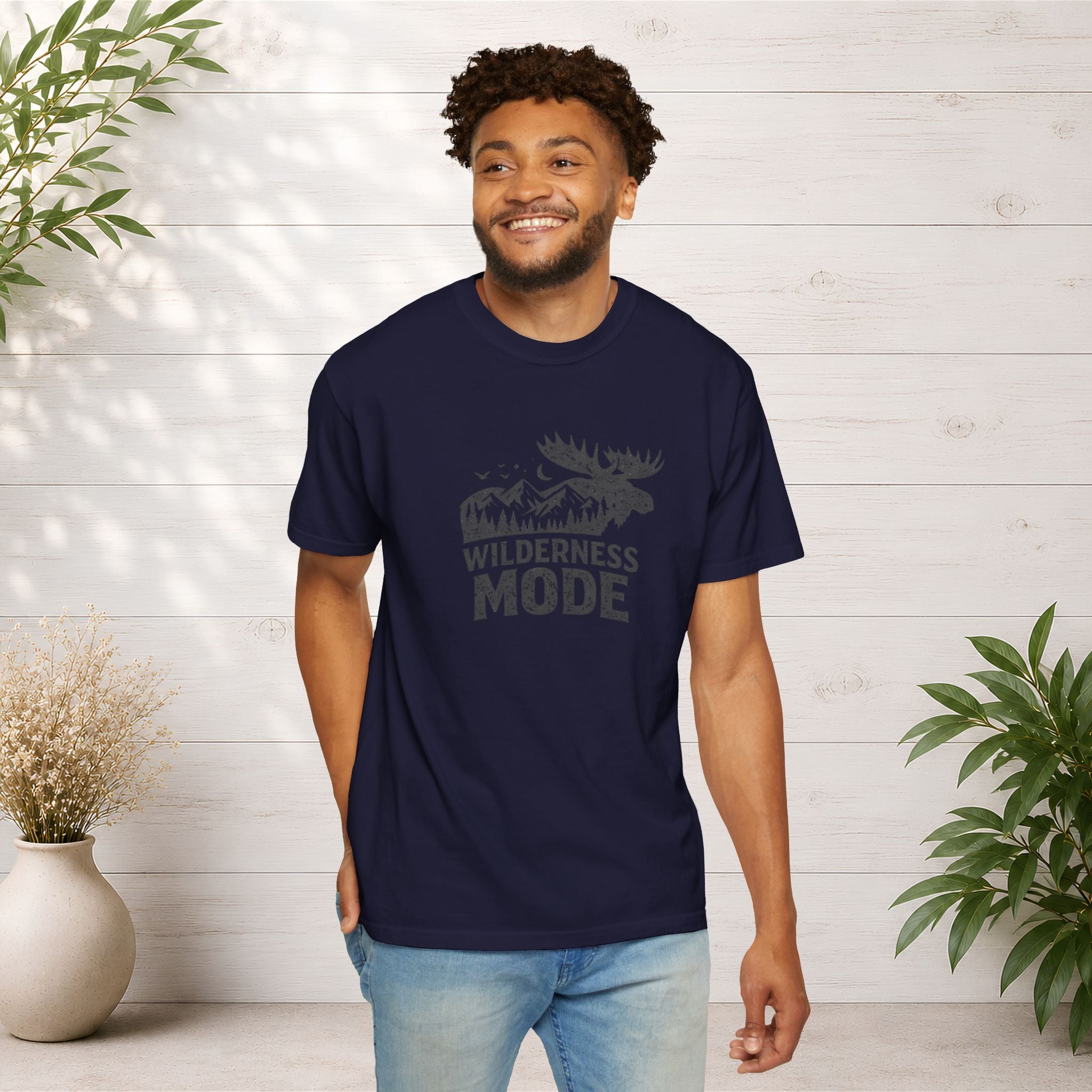 Wilderness Mode T-Shirt — Outdoor Moose Mountain Graphic Tee