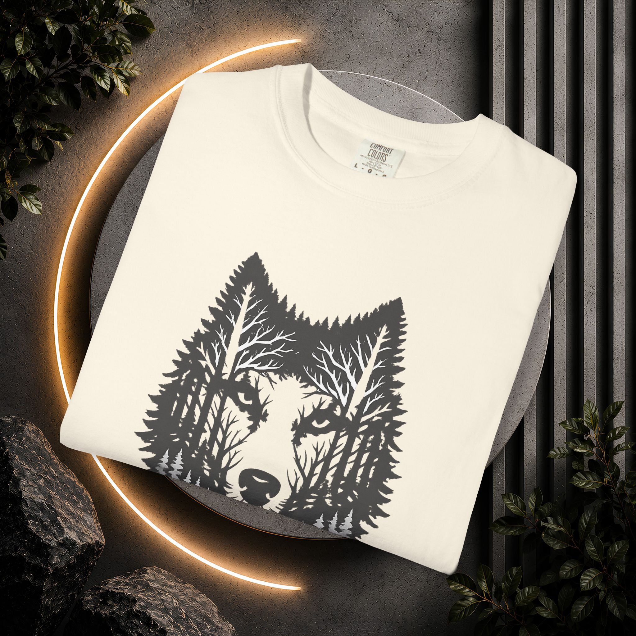 Wolf Forest T-Shirt — Geometric Woodland Wolf Graphic Tee