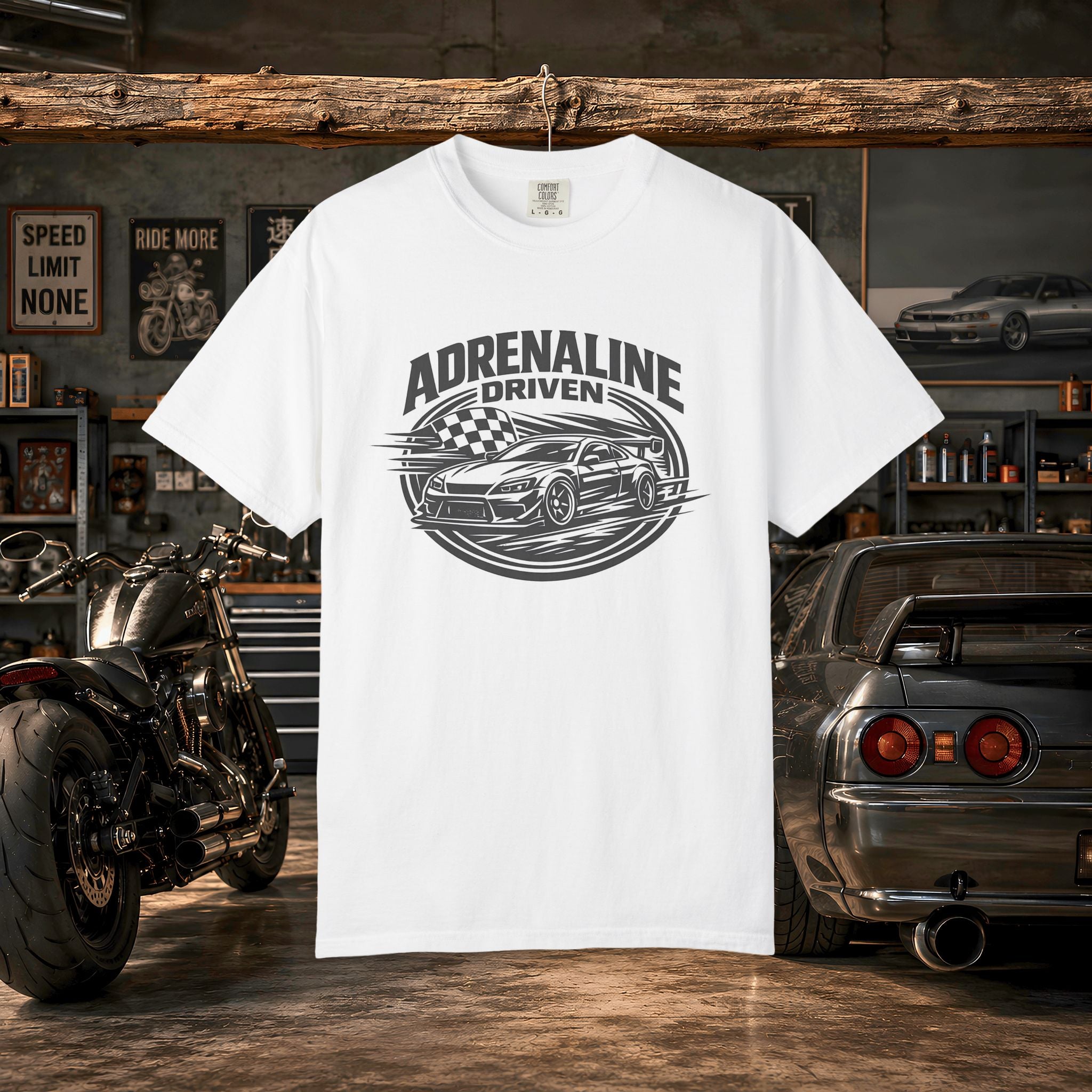 Adrenaline Driven Racing Tee — Street Race Car Graphic T-Shirt